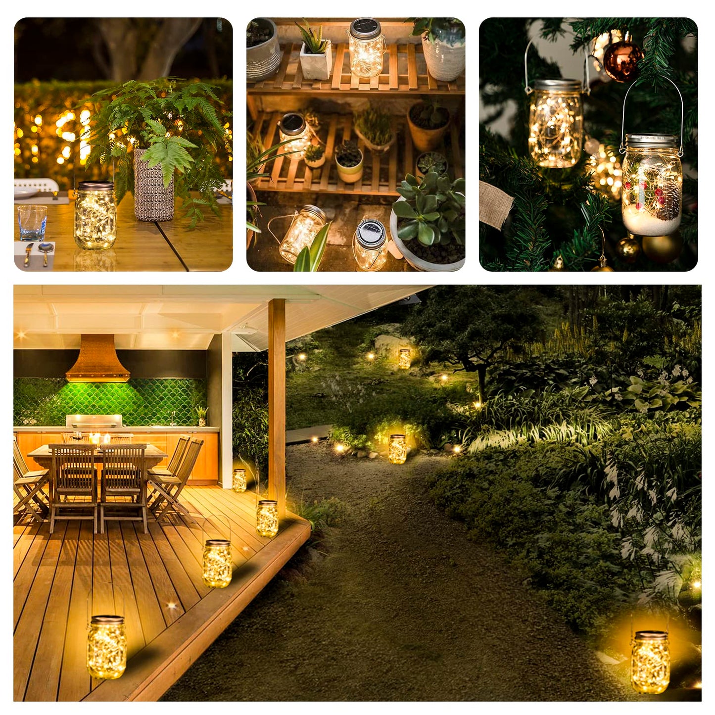 HXWEIYE 8 Pack Solar Mason Jar Lights Lanterns,Jars & Hangers Included,30LED Waterproof Hanging Outdoor Fairy Lights for Patio Garden Porch Yard Backyard Balcony Wedding(Warm White)
