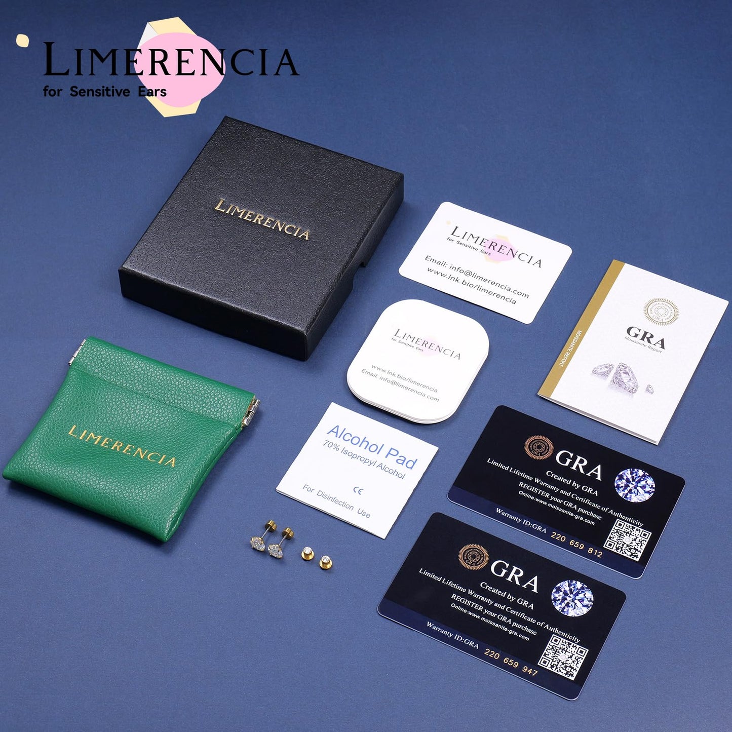 Limerencia Moissanite Stud Earrings for Women Men, F136 Hypoallergenic Titanium Earrings for Sensitive Ears, 18K Gold Plated Heart Flat Back, D Color VVS1 Clarity, GRA Certificate