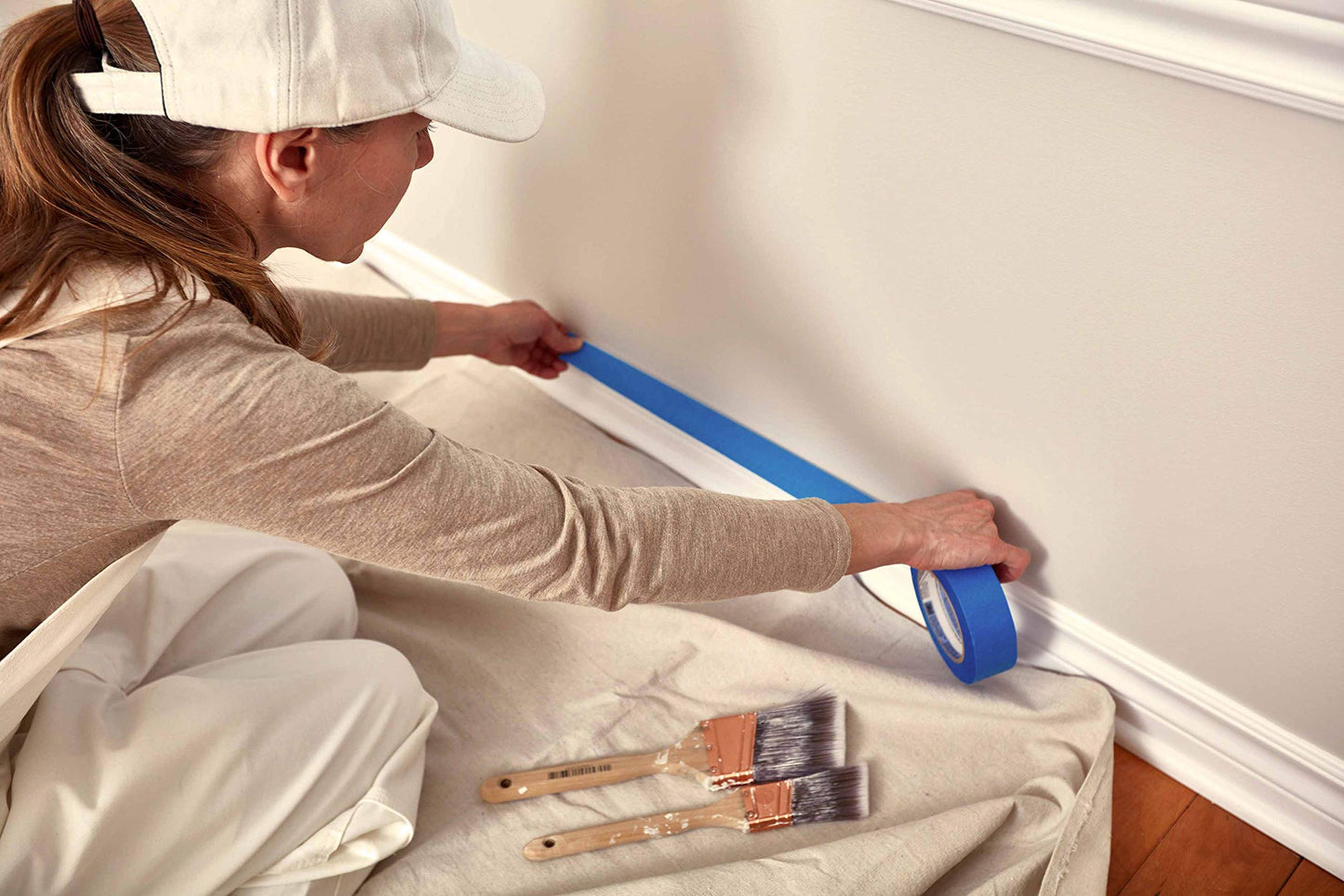 ZUPERIA Canvas Drop Cloth (Size 4 x 15 Feet - Pack of 2) - Pure Cotton Painters Drop Cloth for Painting, Furniture & Floor Protection - All Purpose Thick Canvas tarp with Double Stitched Edges