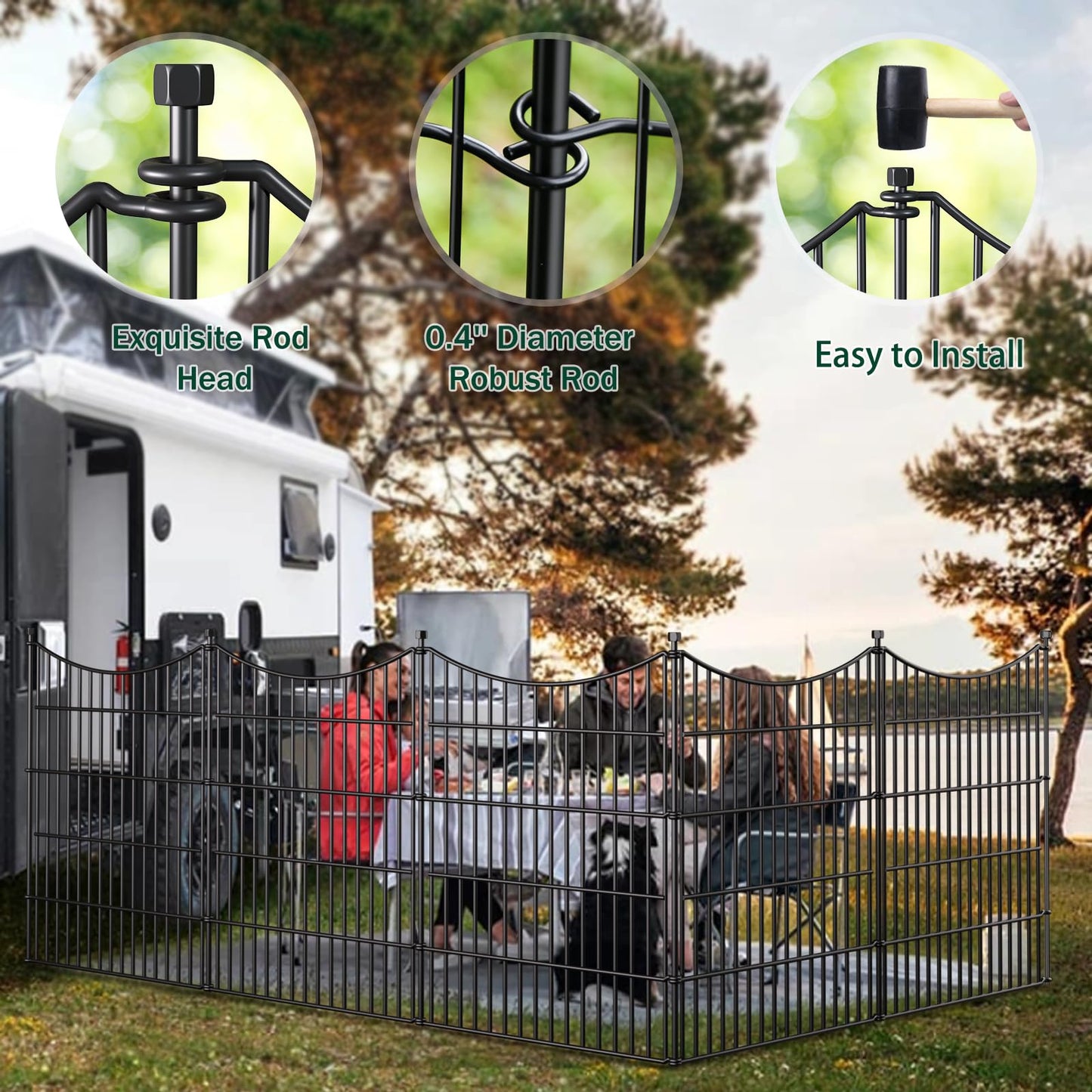 15 Panels Decorative Garden Fence with Gate, 32 in(H) X 35.4 ft(L) No Dig Dog Fence Animal Barrier Outdoor for Yard, Rustproof Metal Garden Edging and Borders, Temporary Fencing Stakes