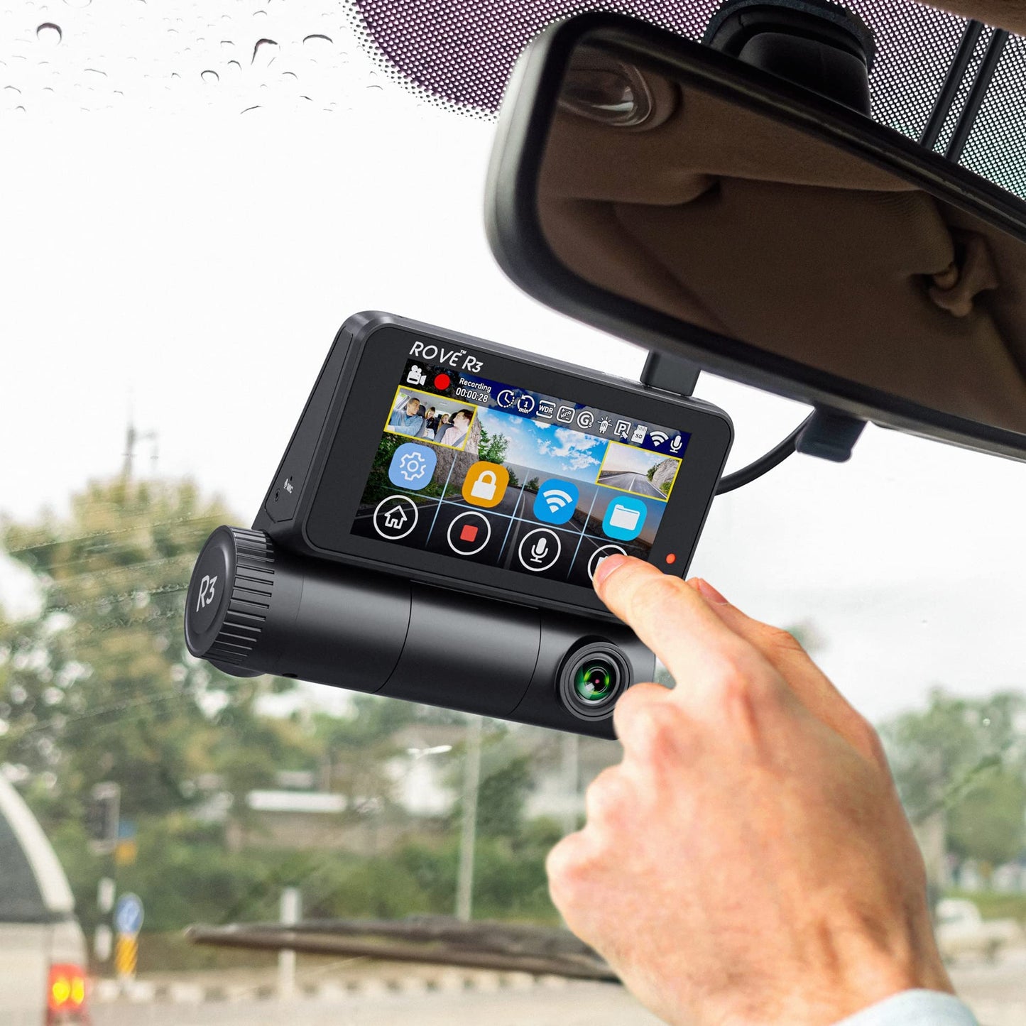 ROVE R3 Dash Cam Front and Rear with Cabin, 3” IPS Touch Screen, 3 Channel Dash Cam 1440P+1080P+1080P, IR Night Vision, 5GHz WiFi, Up to 30MB/s Download Speed, Quad-Mode GPS, Supports 512GB Max