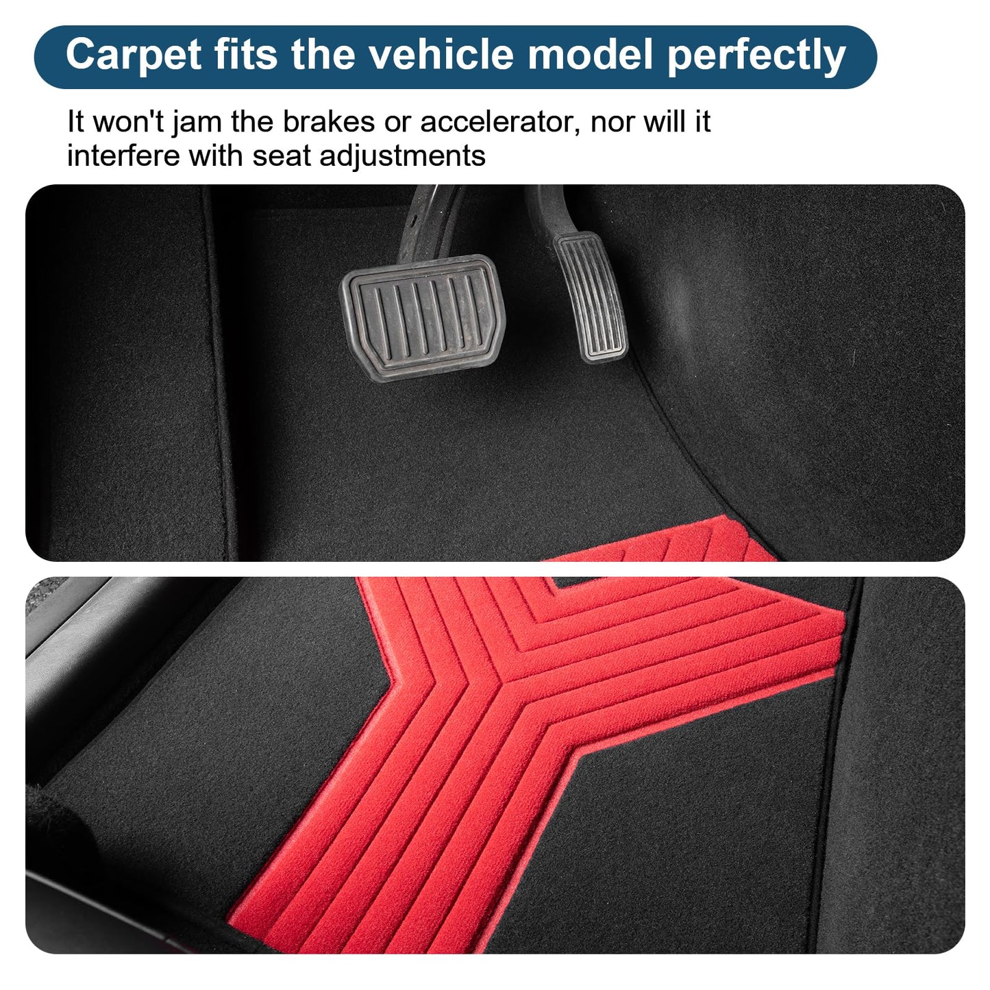 PEIDER-X Car Floor Mats for Tesla Model Y 2021-2024, Nylon Car Floor Mats, All Weather Protector Automotive, Front & Rear Seat Car Rug 3PCS