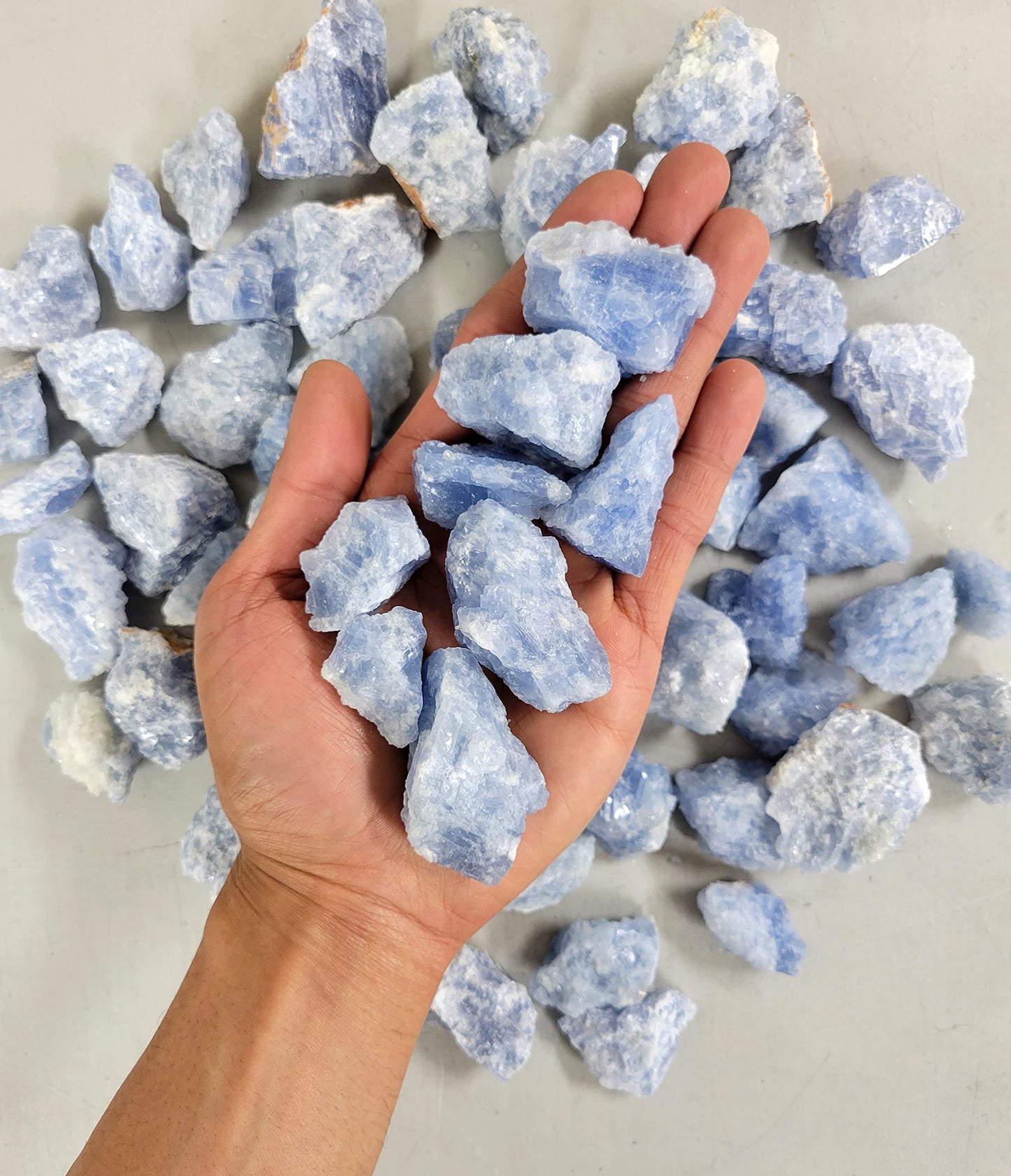 MINERALUNIVERSE 1/2 LB Blue Calcite Rough Stones - Bulk Blue Calcite Crystal - Raw Natural Stones & Crystals - Fountain Rocks for Tumbling, Polishing, Wire Wrapping, Reiki, Chakra Crystal Healing