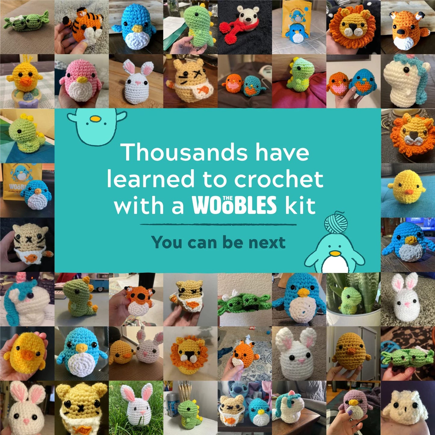 The Woobles Crochet Kit for Beginners - Easy Arts and Crafts Knitting & Crochet Animals Kit As Seen On Shark Tank - JoJo The Bunny