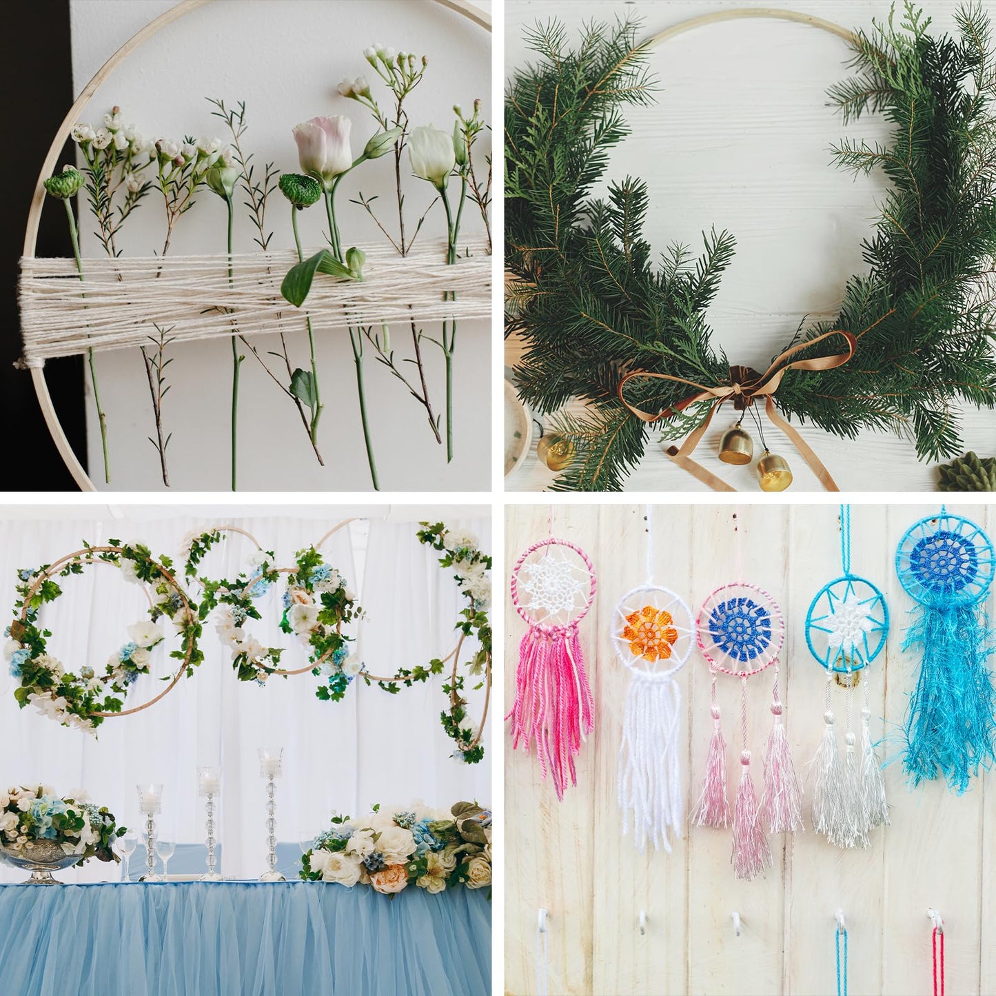 PATIKIL 10 Inch Bamboo Macrame Hoop, 6Pcs Wood Floral Hoop Craft Rings with 1 Scissor for DIY Craft Dream Catcher Wedding Wreath Decor Wall Hanging Decoration