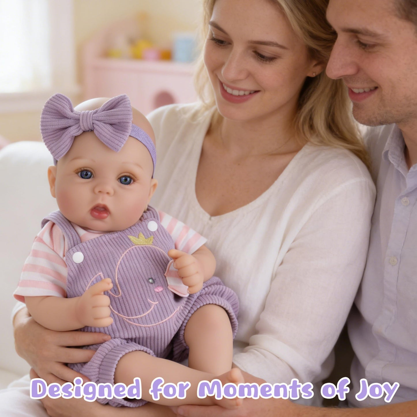 EKOKIZ Lifelike Reborn Baby Dolls - 18 Inch Realistic Baby Doll Cloth Body Newborn Girl with Elephant Outfit & Accessories, Gift Box Included for Kids Role Play, Cuddling & Collectors