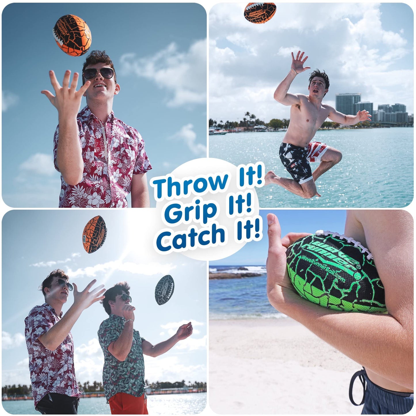 Wave Runner Water Football for Pool and Beach | Waterproof Football for Outdoor Games for Adults, Teens, and Kids - Lightweight Pool Toys, Easy Wet Grip, Outdoor Summer Toy Gift for Boys Ages 8-16
