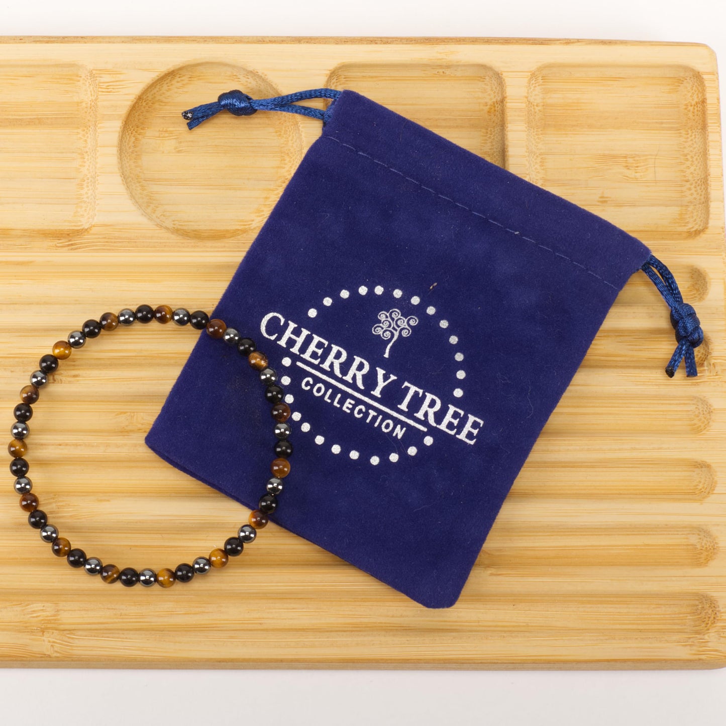 Cherry Tree Collection - Small, Medium, Large Sizes - Gemstone Beaded Bracelets For Women and Men - 4mm Round Beads (Triple Protection - Medium)