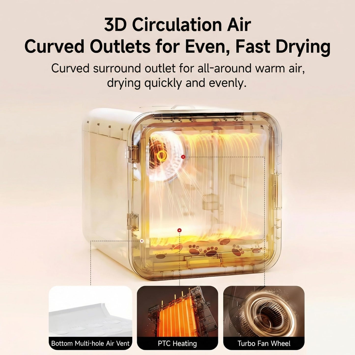 Professional Pet Dryer Box for Dogs & Cats - Fast Drying & Low Noise Blower, Portable Pet Hair Dryer Machine with Adjustable Temperature & Petting Window Small Medium Pets After Bath Grooming at Home