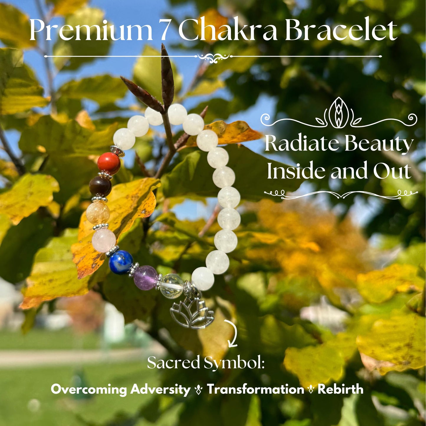 Anima Premium 7 Chakra Bracelets for Women - Medium 8mm Beads Real Healing Crystals and Stones Perfect for Balance, Energy, and Abundance - with Lotus Flower and Charged Energy Card