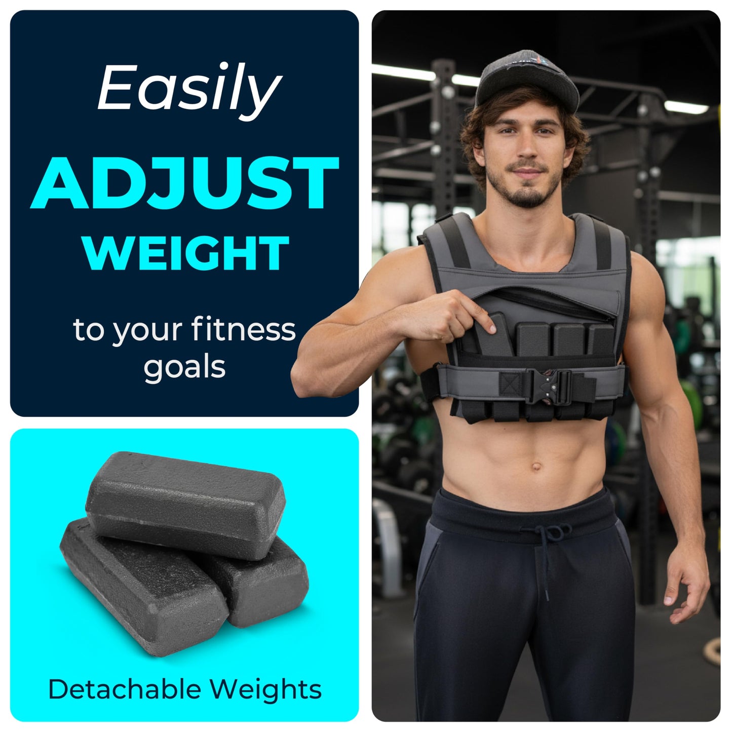 Weighted Vest Adjustable for Men & Women – Strength Training Weight Vests for Walking, Running, Fitness & Cross Training, Adjustable Weighted Vest for Men's Workouts, Rucking, 35LB, Black