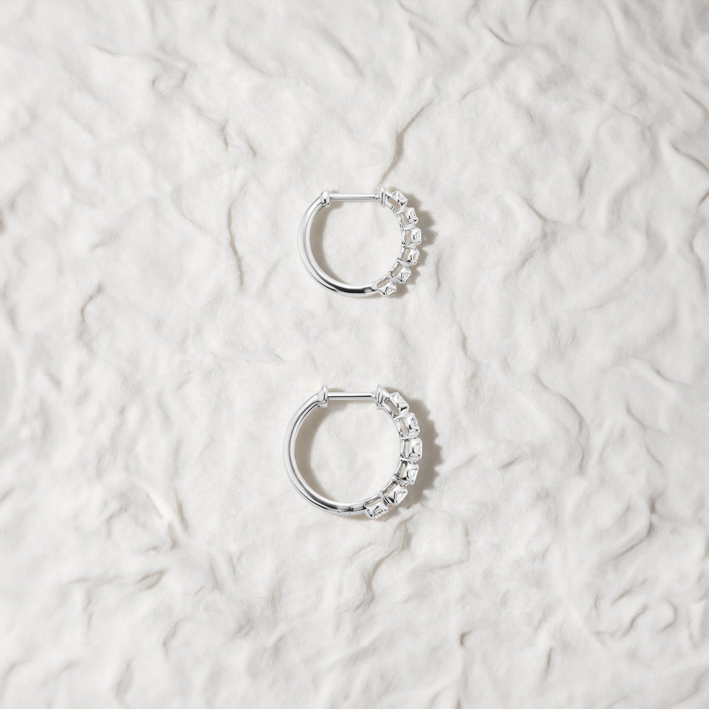 Carbon Atelier Lab Grown Diamond Huggie Hoop Earrings for Women I 10k White Gold Earrings for Her I IGI Certified 1/3 Carat Diamonds (I-J, SI1-SI2, 0.30 cttw) Hinged Hoops