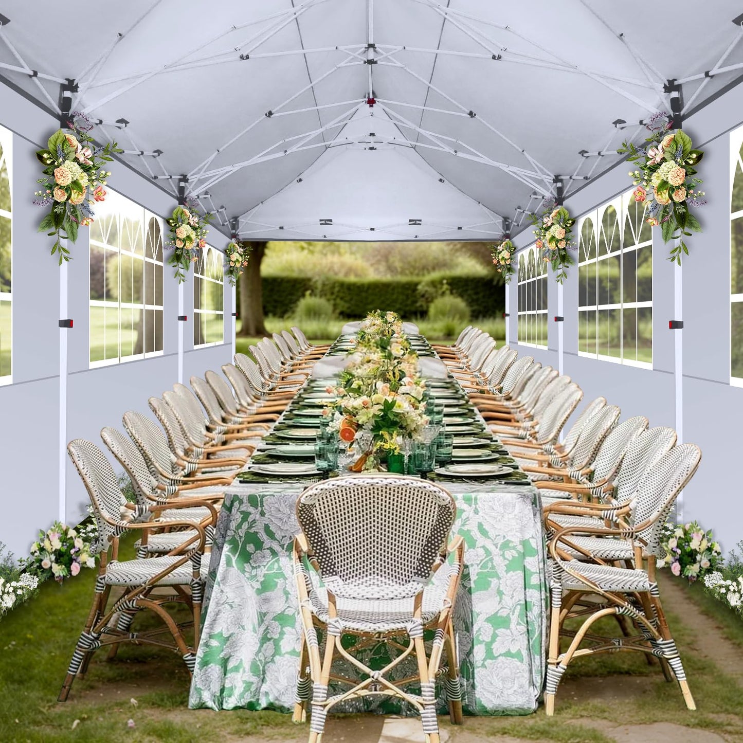 COBIZI Canopy Tent 10x30 Pop Up Canopy with 8 Removable Sidewalls Party Tents for Parties Wedding Patio Commercial Waterproof and UV50+ Ez Outdoor Instant Gazebo with Roller Bag & 4 Sandbags(White)