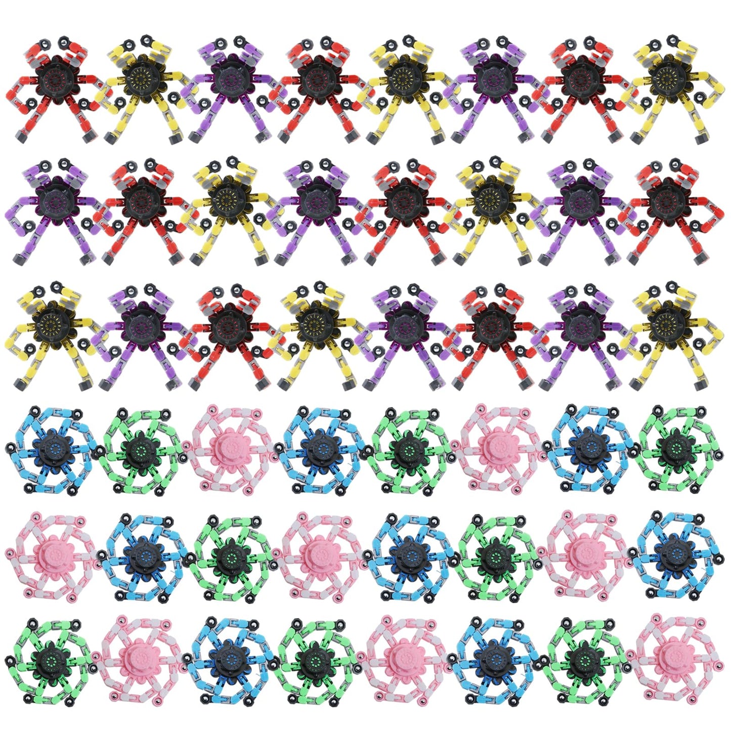 48Pcs Transformable Fidget Spinners Toys- Deformable Fingertip Gyro Stress Relief Sensory Toys, Easter Party Favors & Birthday Gifts for Kids Adults Boys Girls