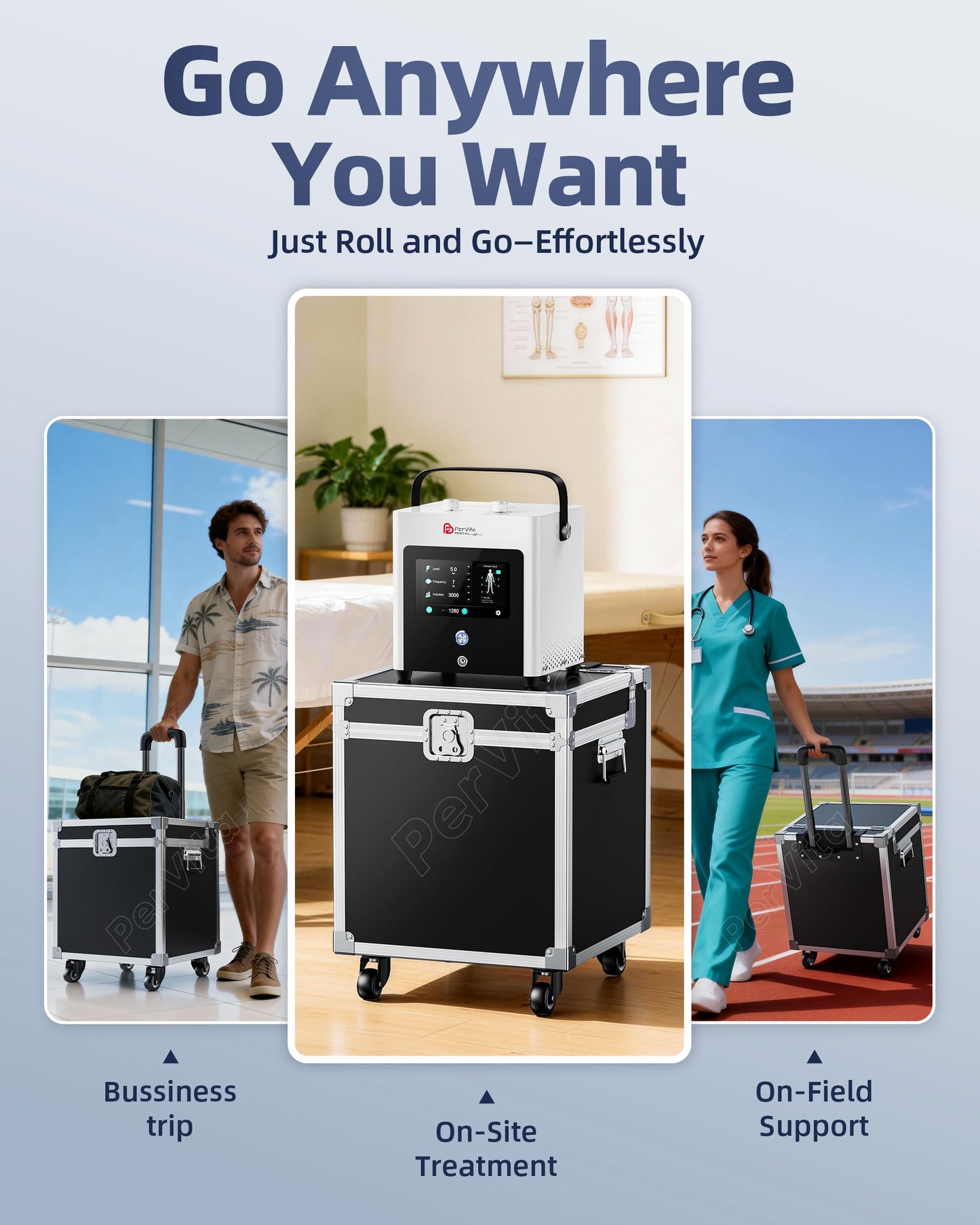 PerVita Medical Shockwave Therapy Machine Extracorporeal Shock Wave Therapy Machine Pain Relief for Muscles and Joints, Full Metal Handle for Stable Energy Output, Safe and Easy to Use PSP15