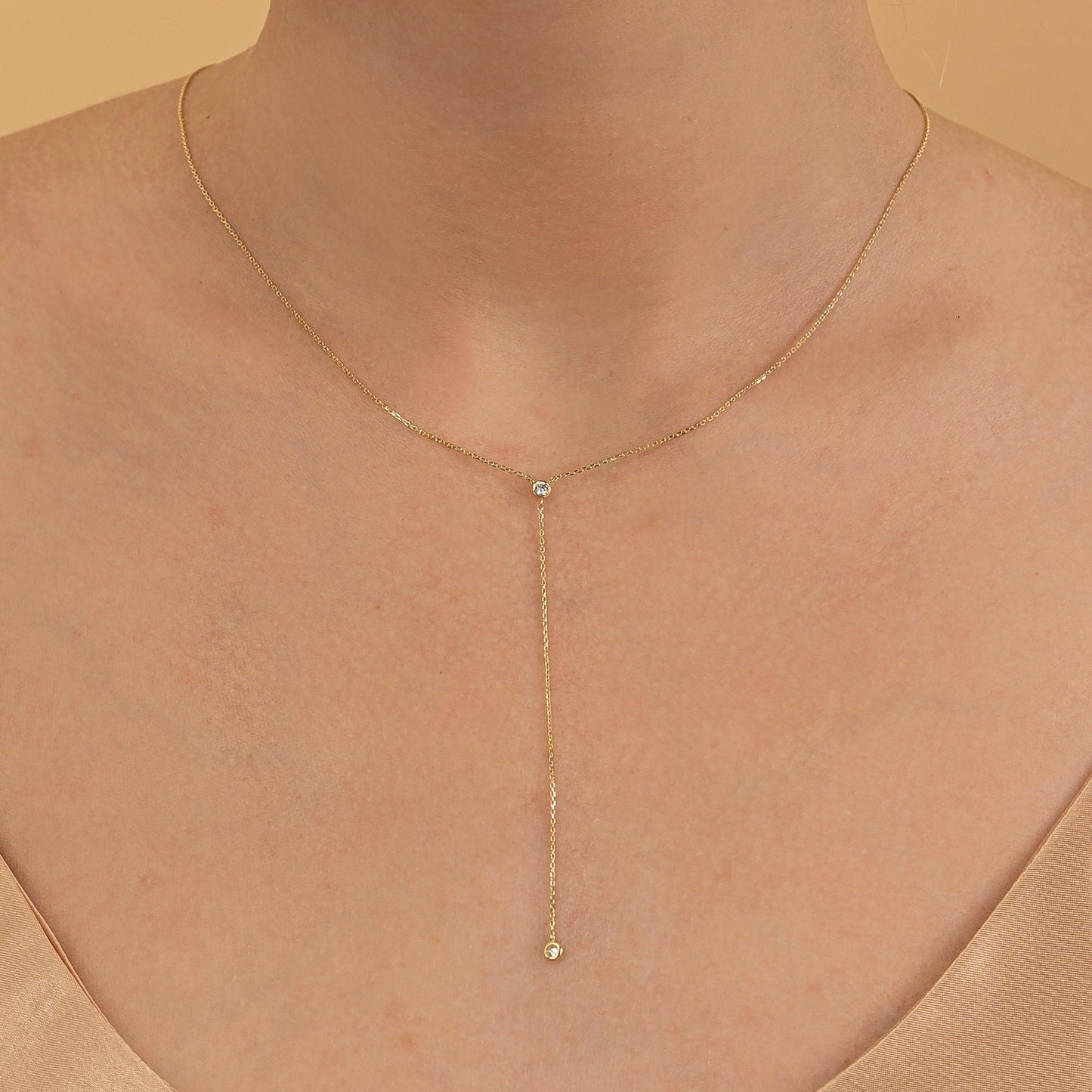 Treasure Bender Lariat Gold Necklace for Women Dainty Long 14k Gold Plated Y-Shaped Body Chain Choker Necklace Zirconia Diamond Pendant Charm Necklaces Non Tarnish Gold Jewelry for Women