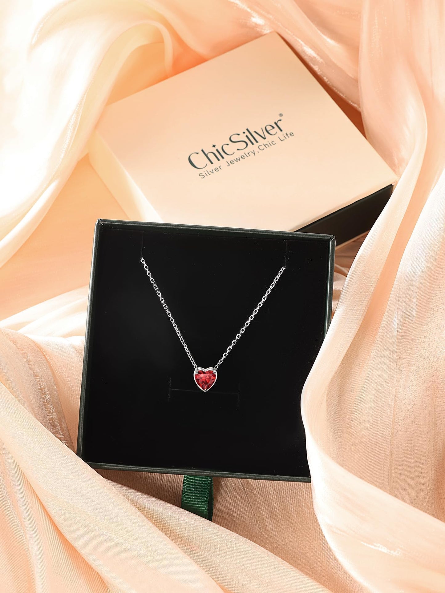ChicSilver Love Heart Birthstone Necklace 925 Sterling Silver March Aquamarine Gemstone Pendant Necklace Silver Choker Necklace for Women