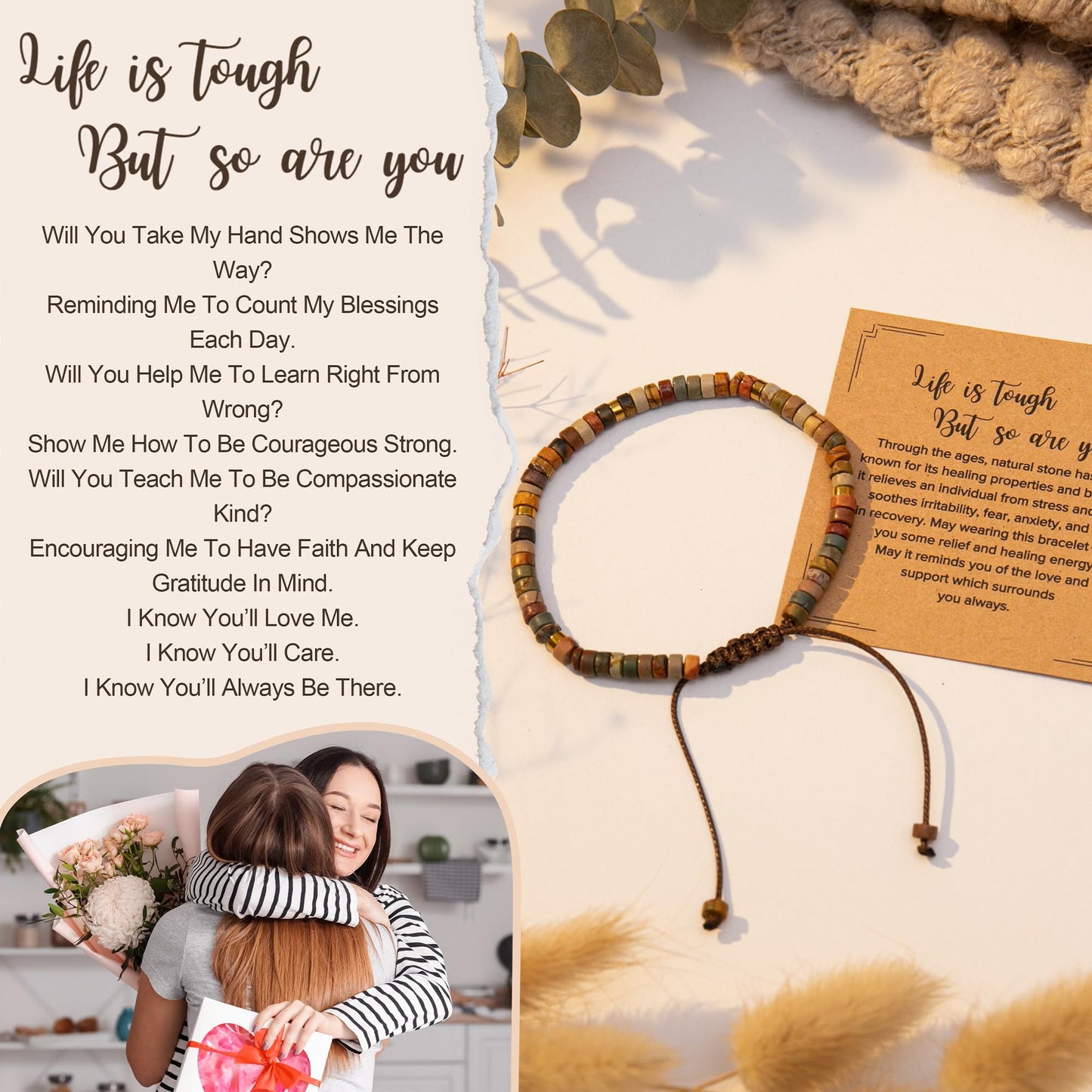 ZOKCC Inspirational Gifts Bracelets for Women: Christmas Day Gifts for Women Friends Sister Mom - Healing Natural Stone Beads Bracelets Thinking of you Get Well Soon Gift for Women