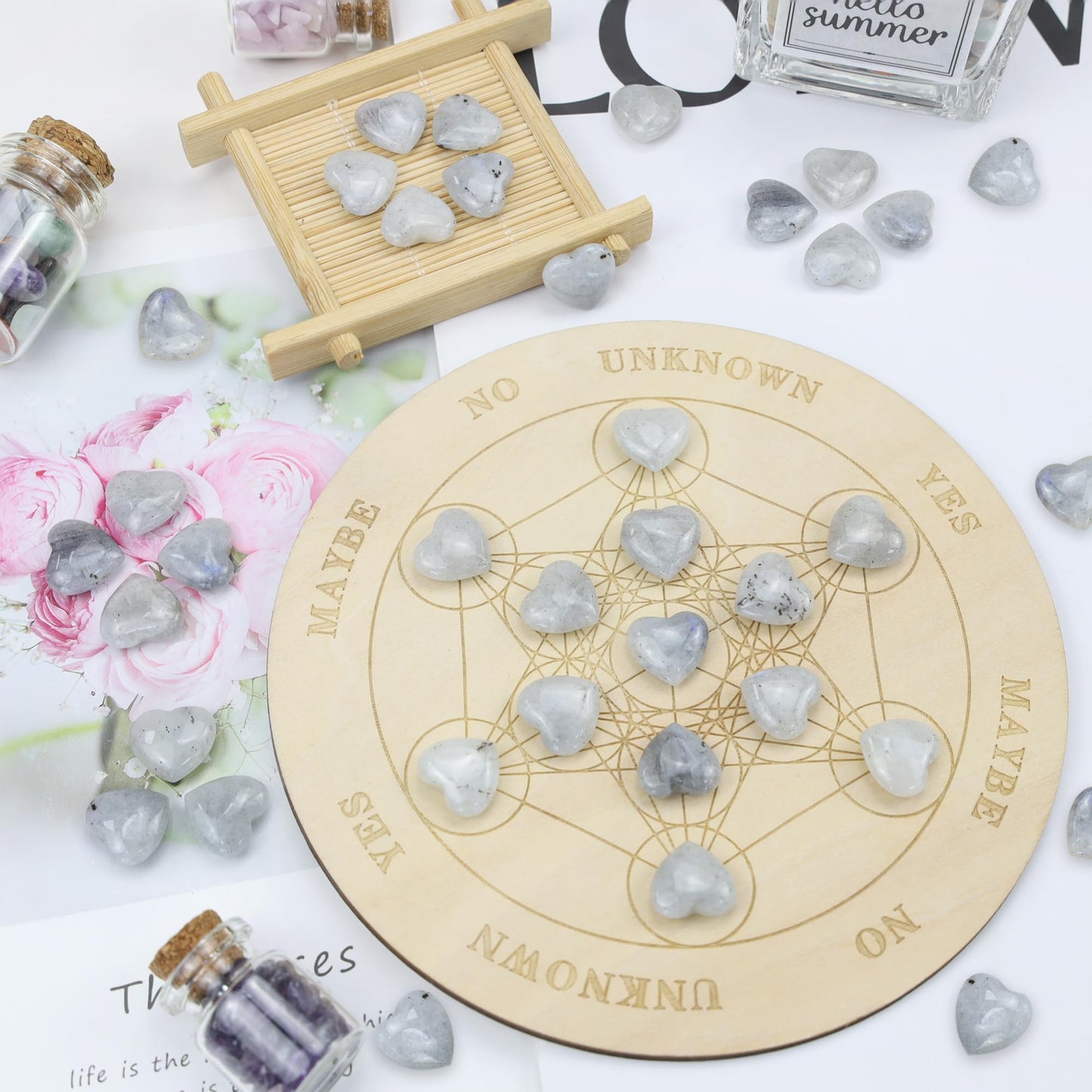 NUKAYAI 20PCS Moonstone Healing Crystals Set Stones Love Heart Shaped Polished Crystal Natural Cute Pocket Thumb Reiki Wholesale Set Gifts Balancing Meditation Mothers Day Bulk Gifts for Women