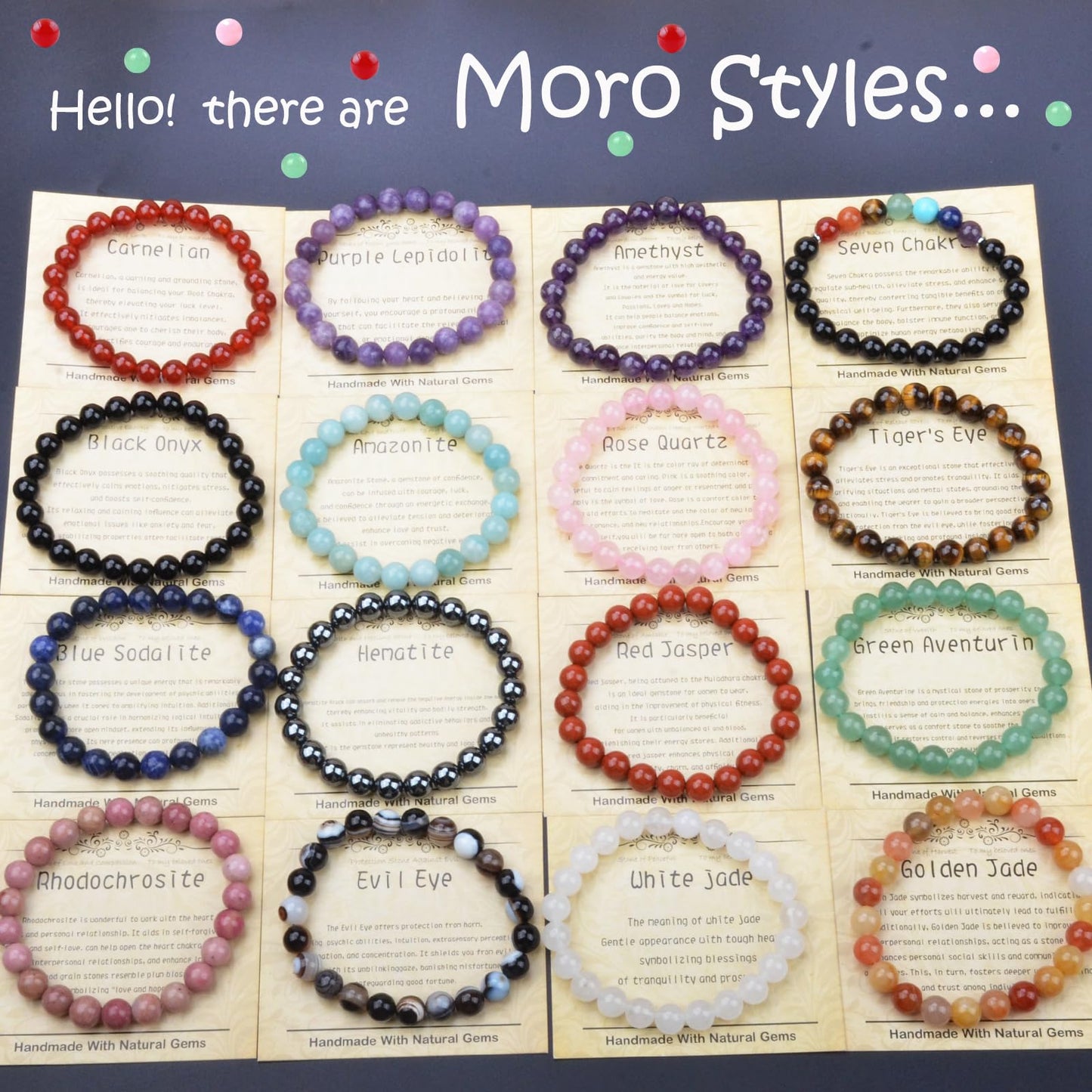 CHCCOYE 6mm Natural Healing Gemstone Bracelet Handmade Yoga Stretch Elastic Bracelet Stress Relief Crystal Jewelry for Men and Women (6mm, Rhodochrosite)