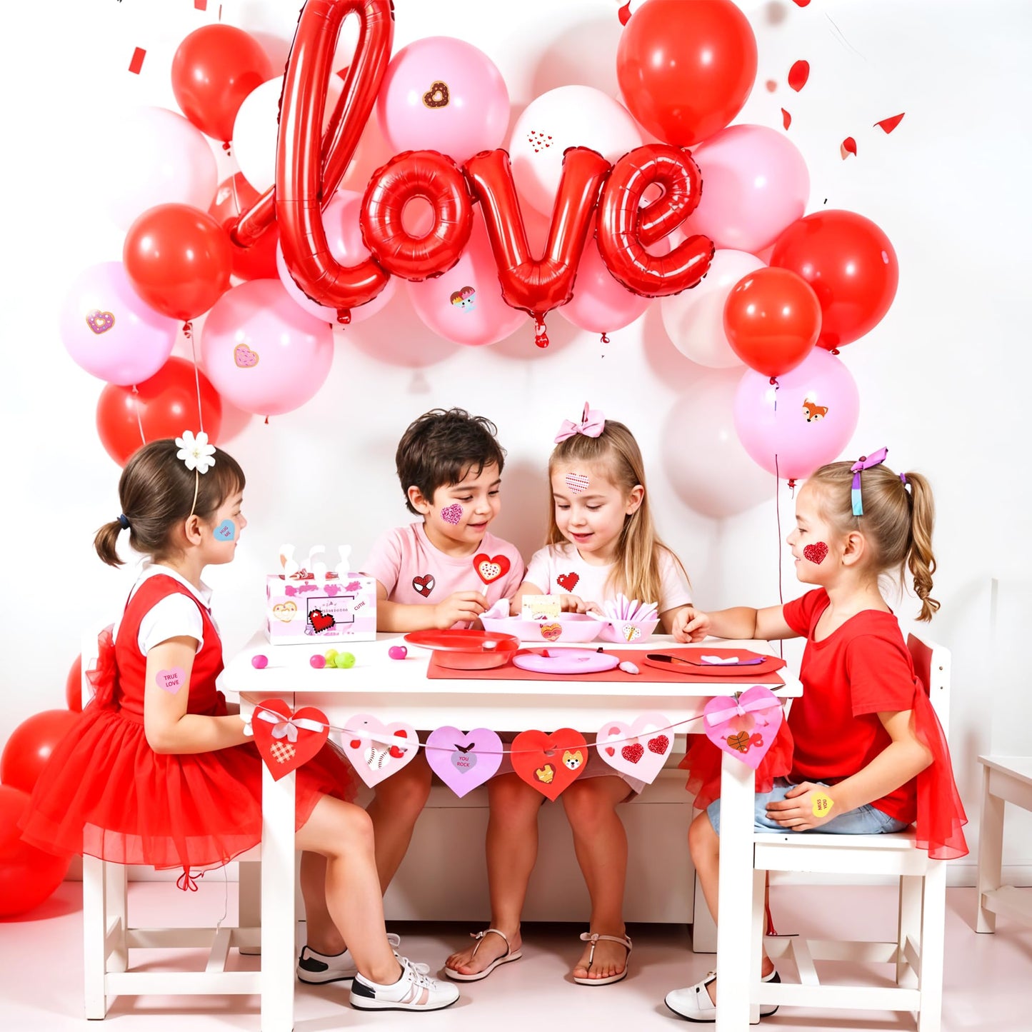 Gleebixi 1200pcs Valentines Heart Stickers for Kids, Valentine's Day Heart Stickers Book for Girls Boys Teens, 100th Day of School Project
