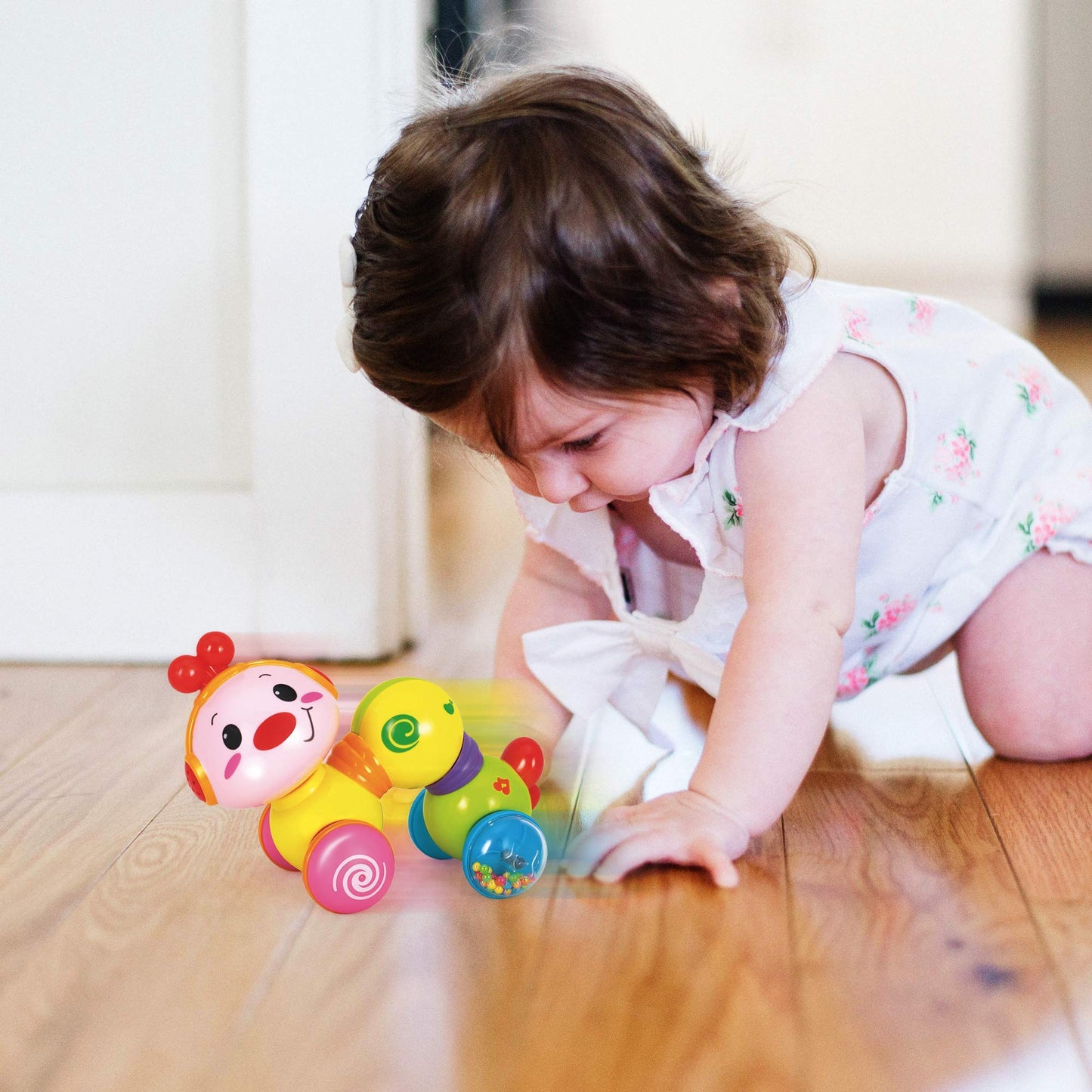 Stone and Clark Musical Press & Go Caterpillar Toy, Baby Toys 6 to 12 Months, Light Up Head Inchworm Infant Toys, Baby Crawling & Educational Toys for 1 Year Old Boys & Girls