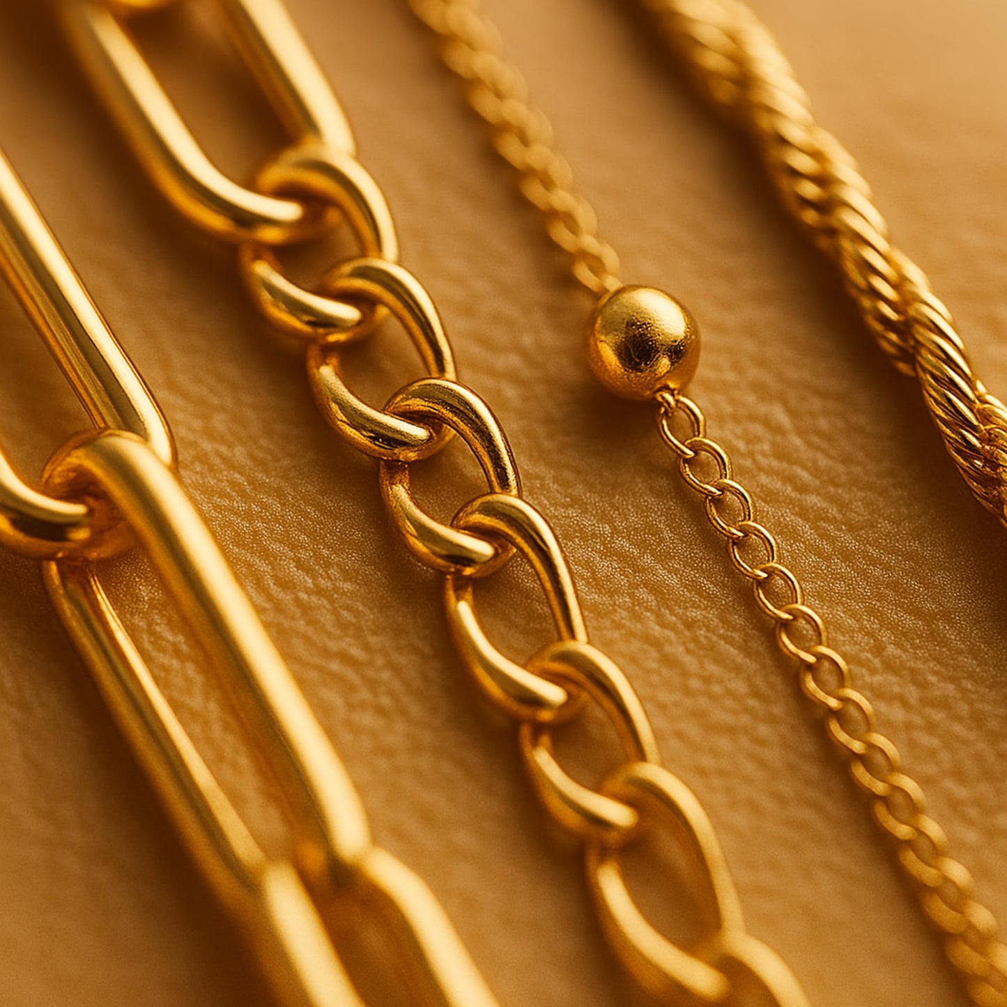 Waterproof Gold Stackable Bracelets Set for Women 4-Piece Stacked Bracelets, 18K Gold Plated Stainless Steel Womenâs Bracelet Set, Dainty Layered Bracelets (Paperclip, Figaro, Rope, Satellite)