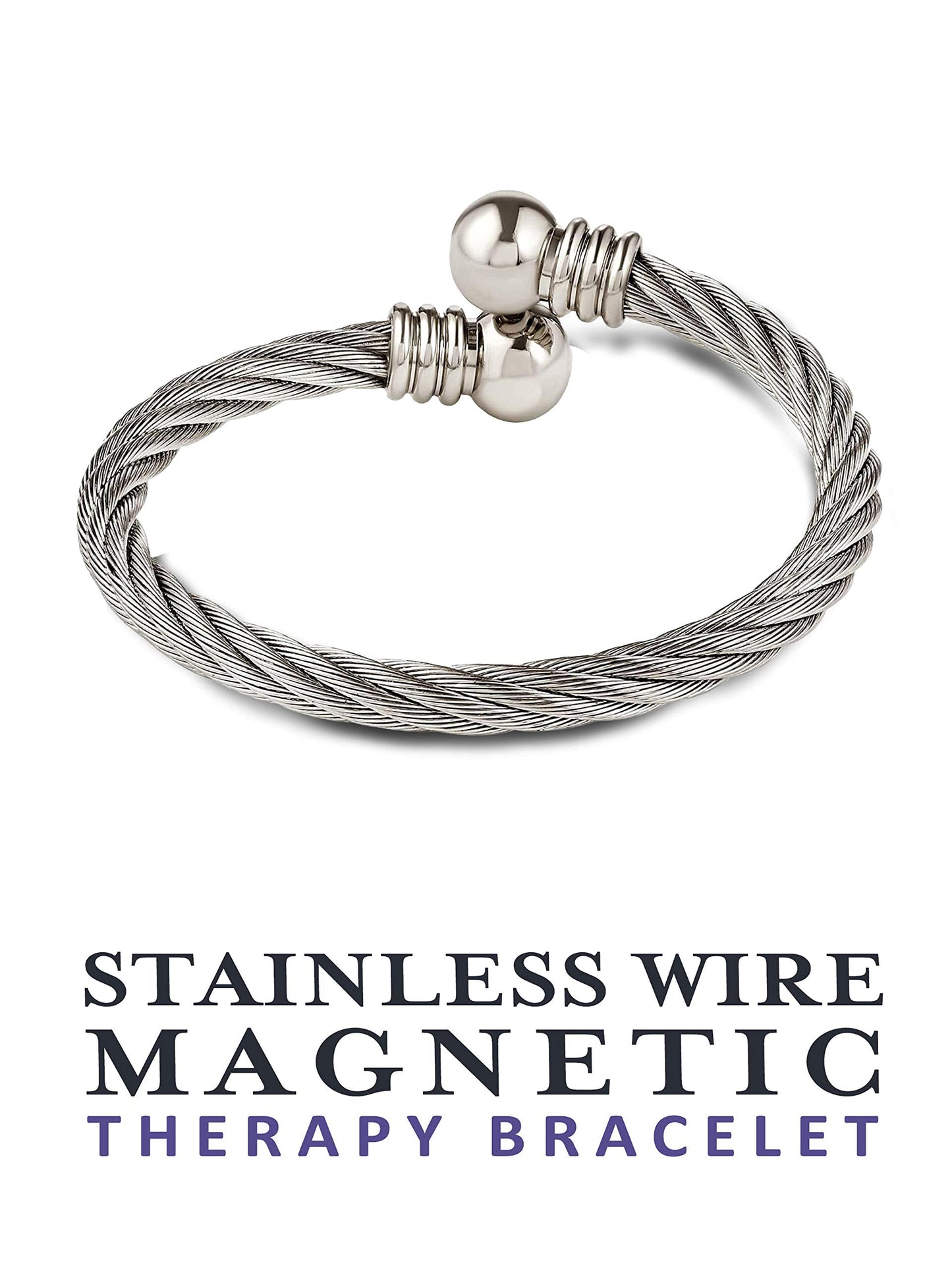 MAGNETJEWELRYSTORE Twisted Stainless Steel Magnetic Bracelet High Power Magnets, For Men and Women, Adjustable Bangle Door Knob