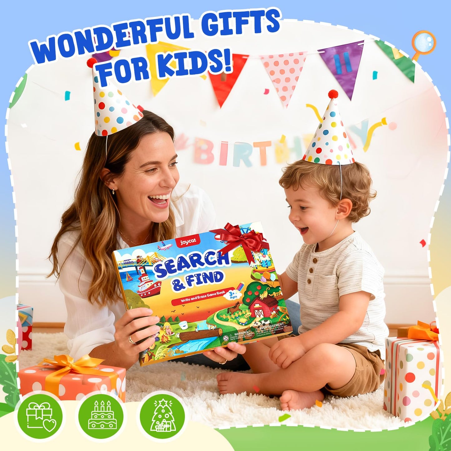 JoyCat Search and Find Activity Books, Preschool Learning Game Activities for Toddlers & Kids Ages 3-5, Travel Toys for Road Trip Car Airplane, Birthday Gifts for Girls and Boys 4-8