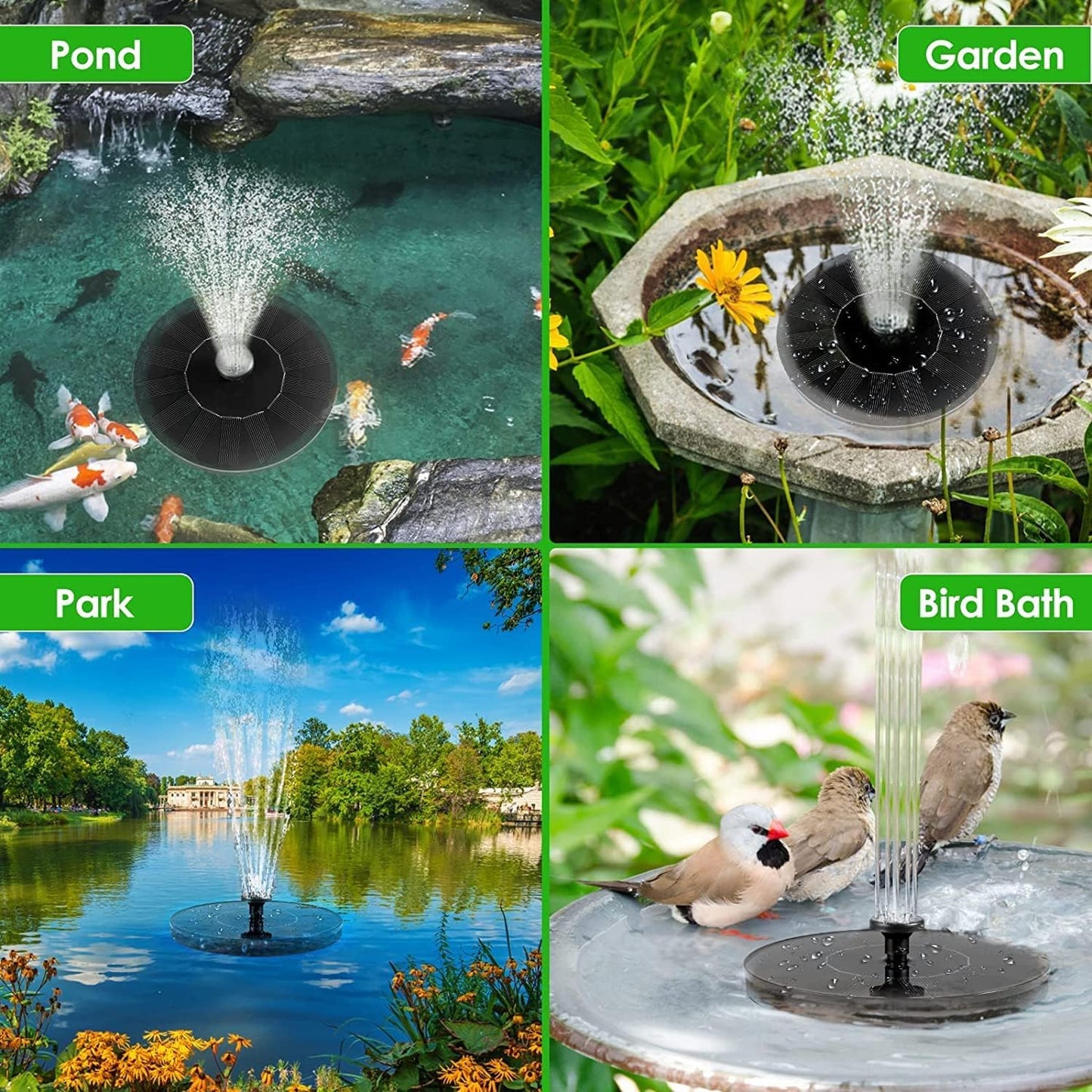 Bird Bath Fountain Pump Solar Powered, 2026 Upgrade 1.4W Floating & Standing Water Pump with 10 Nozzles for Garden, Pond, Pool, Outdoor
