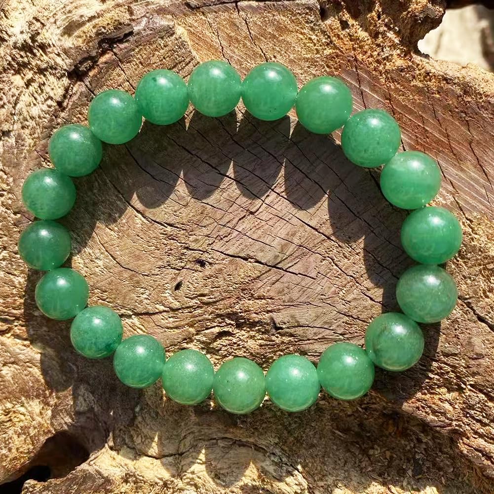 10mm Green Aventurine Bracelet for Women Men | Natural Luck Prosperity Stone Beads - Handmade Heart Chakra Crystal Jewelry for Abundance Meditation | Beading Tool Kit - Fits for 7-8" Large Wrist