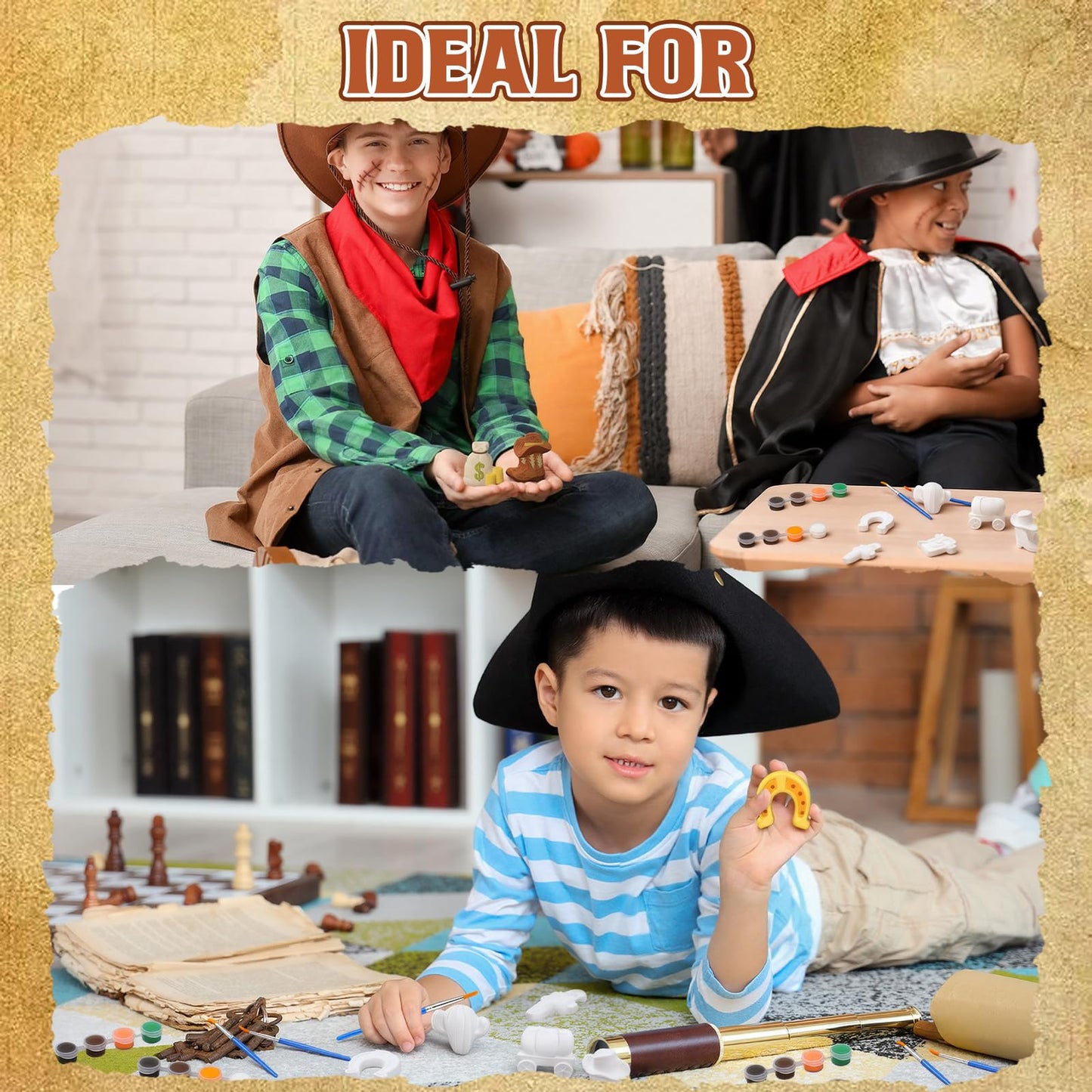 Simgoing 20 Set Cowboy Ceramics to Paint Ready to Paint Your Own Ceramic Cowboy DIY Western Paintable Statues Craft with Brush Palette for Adult Western Table Centerpieces Decorations