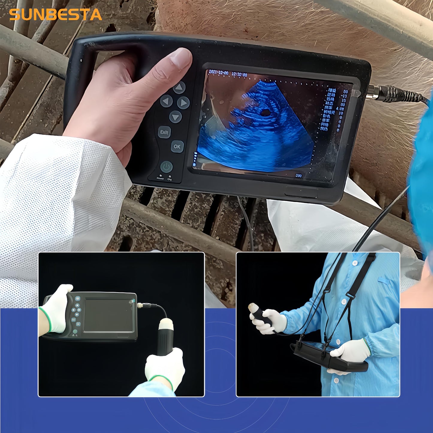 S-M6 Portable Veterinary Ultrasound Pregnancy Scanner with Heated 3.5MHz Sector Probe, 5.7″ HD Display, Long Battery Life, Easy-to-Use for Beginners, for Pigs, Sheep & Dogs, Farm and Clinic Use