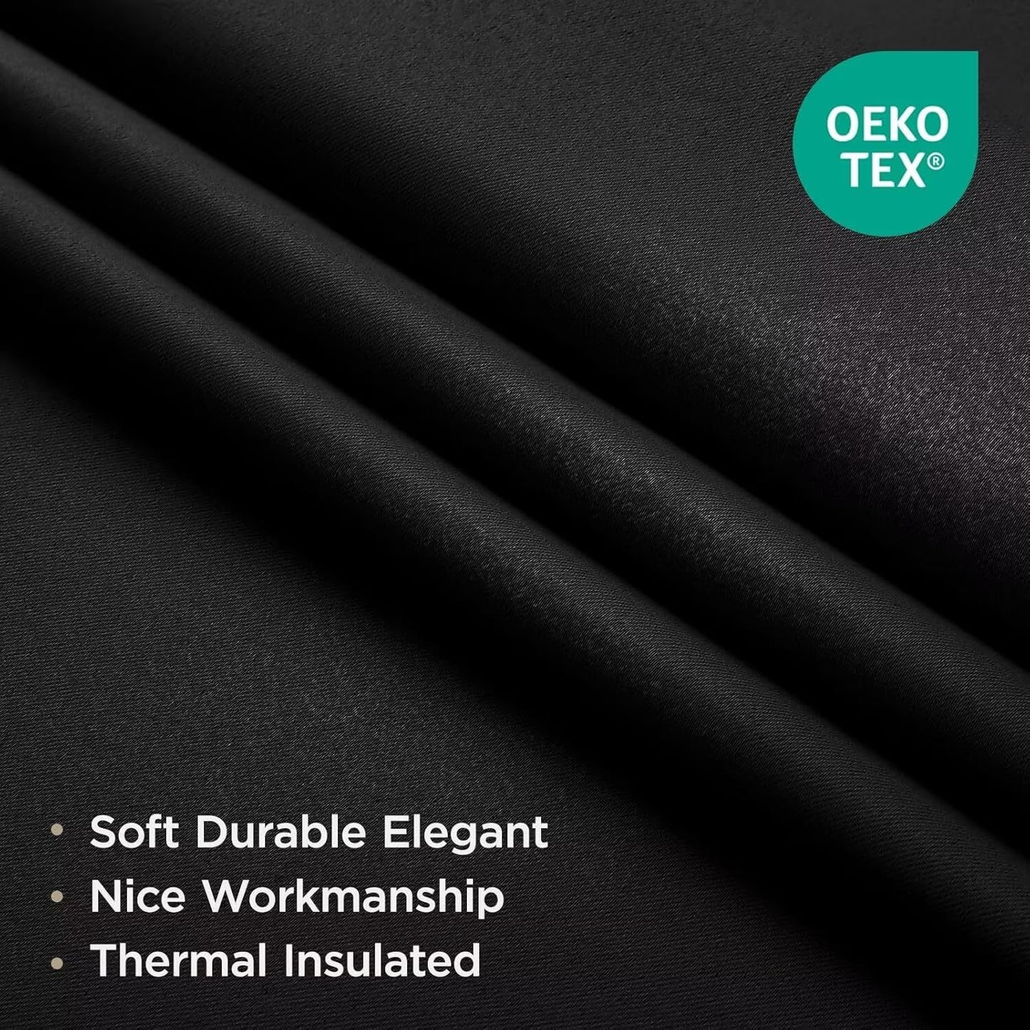 Joydeco Blackout Curtains for Bedroom,Black Out Curtains 84 Inch Long, Black Drapes with Grommets, Noise Reducing Energy Saving Thermal Insulated & Wrinkle-Free Drapes for Living Room, 2 Panels