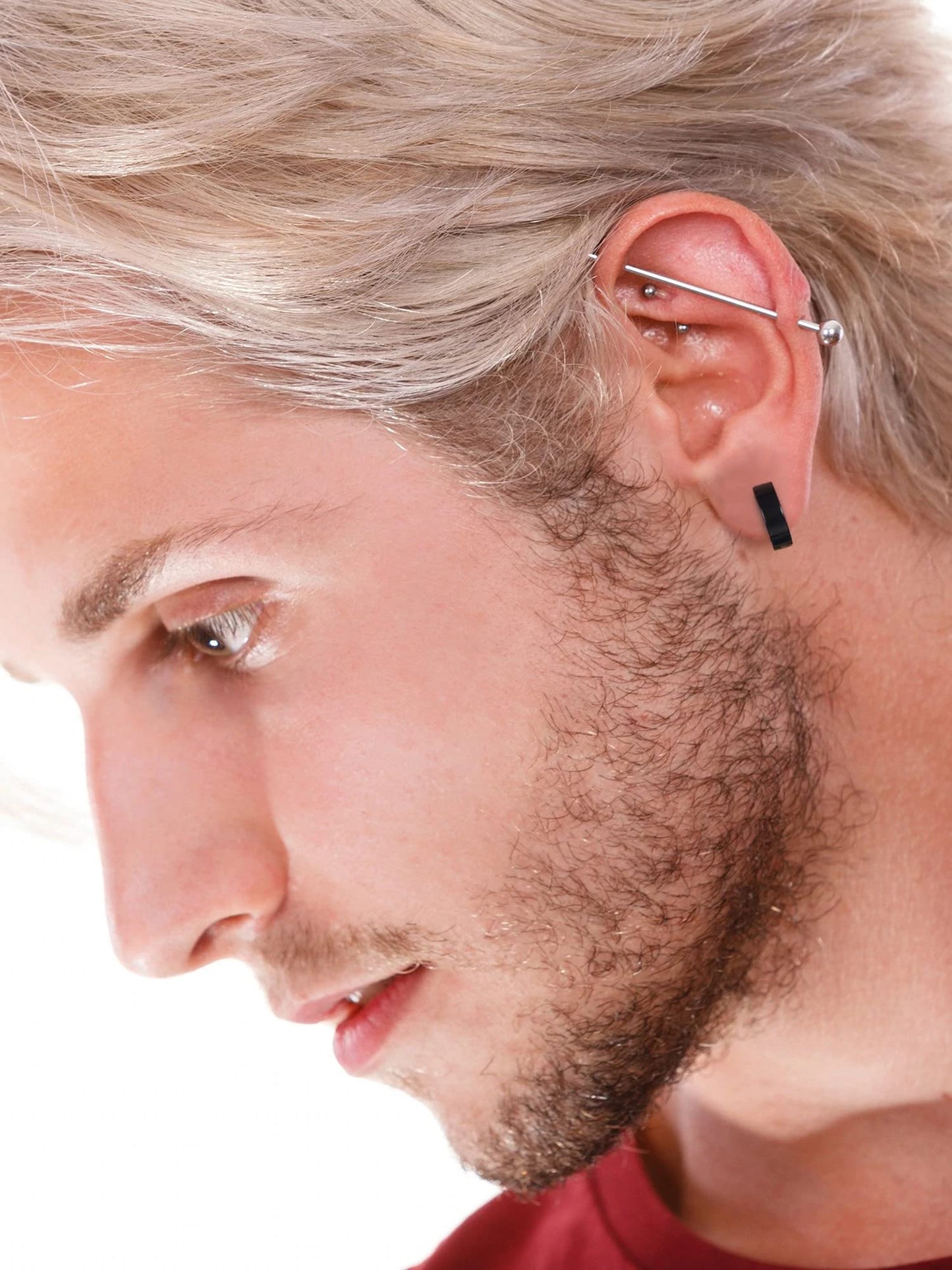 Mudder 8 Pieces Clip on Earrings for Men Magnetic Hoop Earrings Non-Piercing Earrings Fake Ear Clip Studs for Men Women, Stainless Steel Clip Earrings, 4 Colors