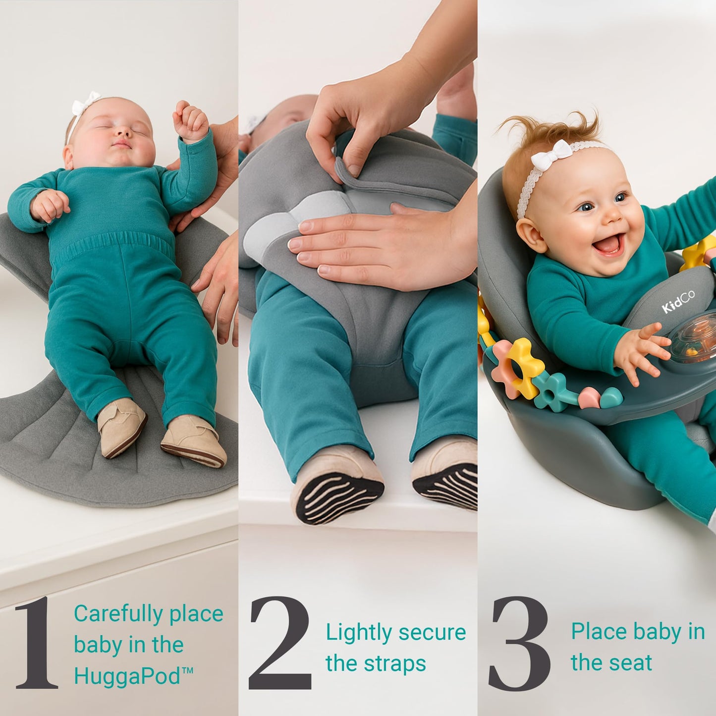 KidCo HuggaPod Portable Baby Seated Support - Situp Baby Seat, Portable Infant Sit Up Seat for Jumpers, Swings, and More, Machine Washable