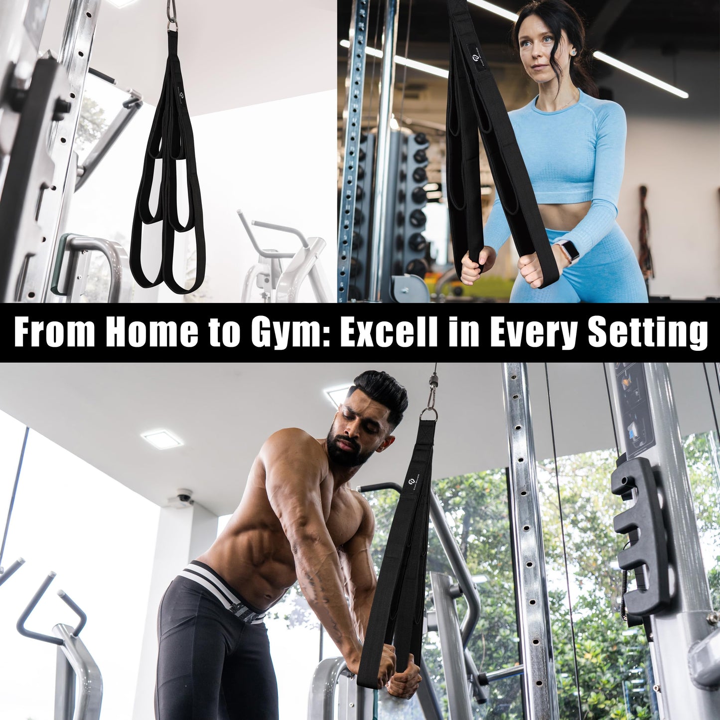 EVMT Total Body Rope 27 inch & 20 inch for Cable Machine โ LAT Pulldown Attachments, Heavy-Duty Tricep Rope, Gym Strength Training, Home Pulley System, Cable Accessories, Workout Equipment