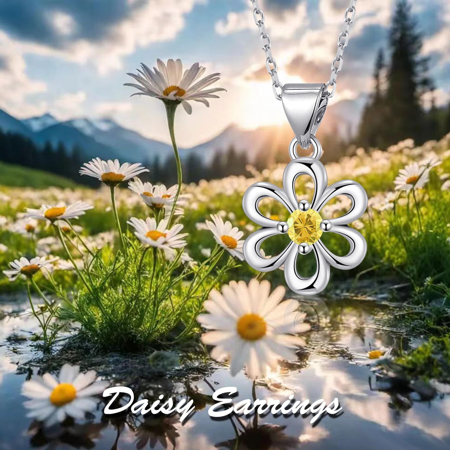 HELORET Daisy Necklace Dainty Daisy Flower Pendant Jewelry for Women Birthday