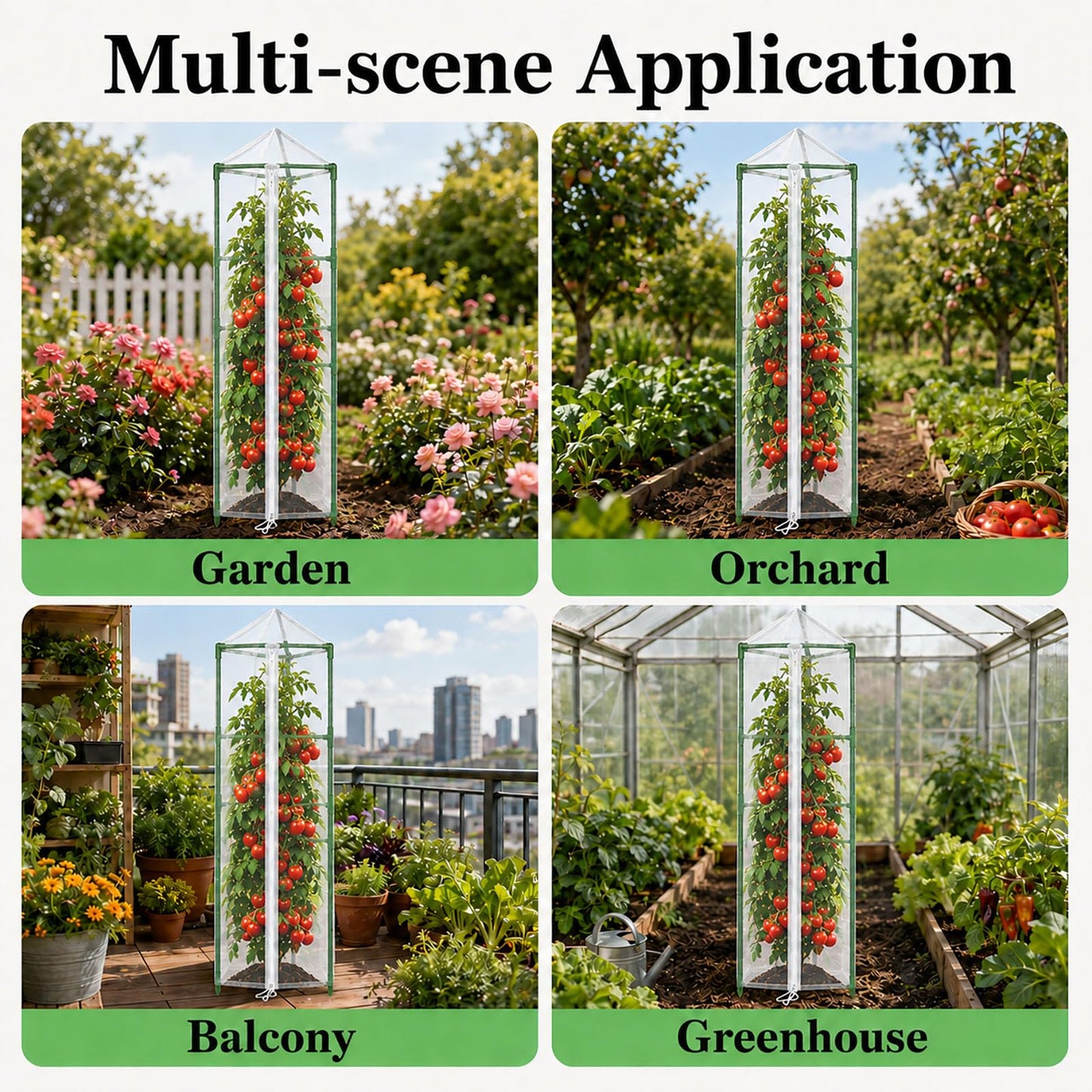 Halatool Garden Tomato Plant Cover Netting, Fits 55β72" Tall Tomato Cages, Garden Bird Netting with Zipper & Drawstring, Insect Barrier, Plant Covers from Insects Animals, 2 Pack, 61"Γ15.7"