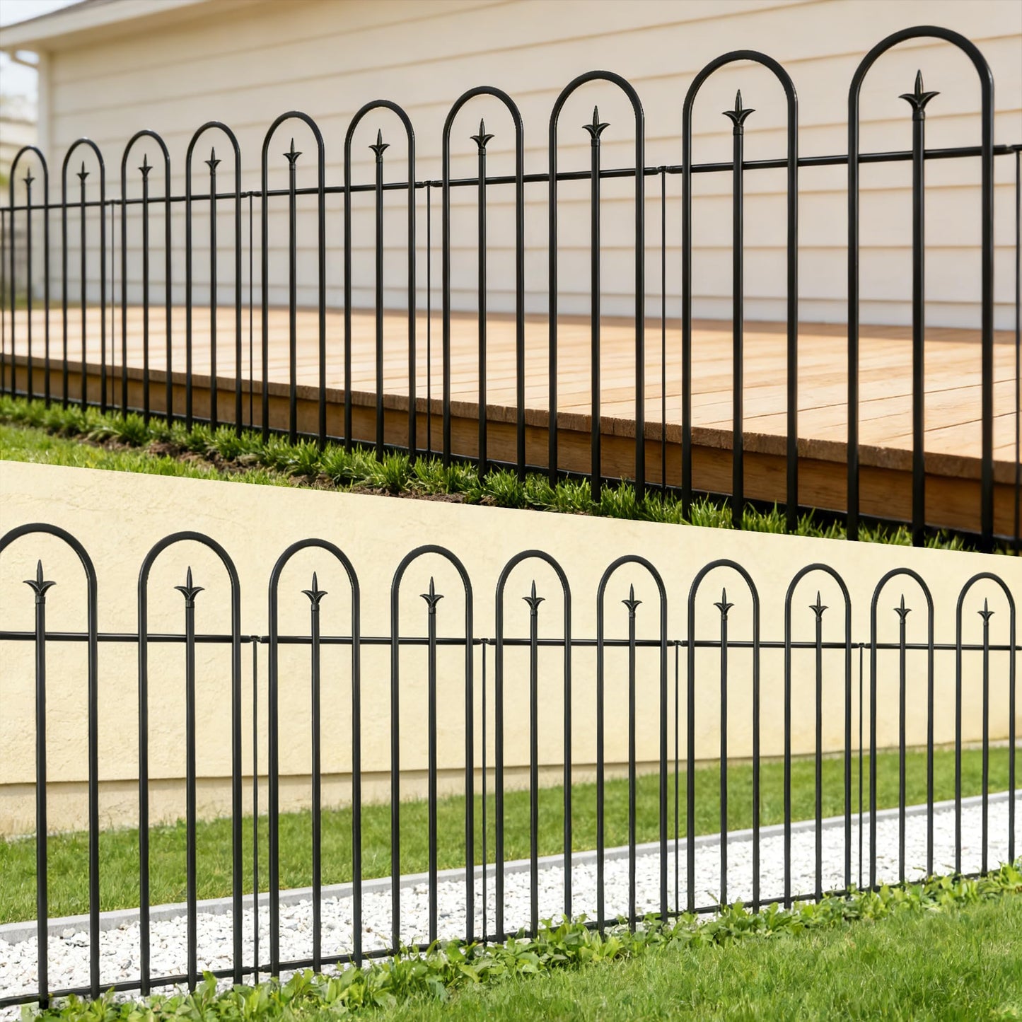 ARIFARO 36" H x 28" W No Dig Garden Fence, 5 Panels 11.6ft Black Metal Decorative Fence, Rustproof Easy Assembly Garden Border for Flower Bed, Yard, Patio