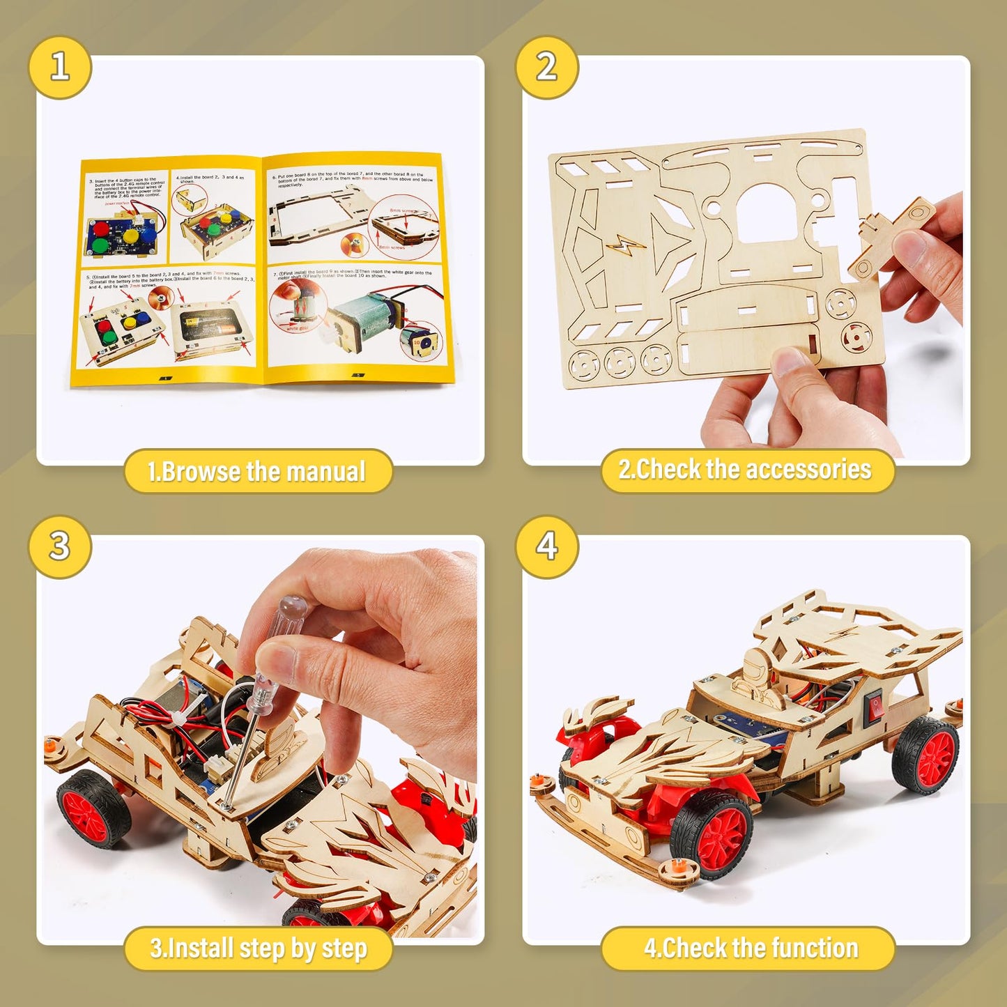 STEM Kits for Kids Age 8-10, STEM Toys for Ages 8-13, Remote Control Model Car Building Kits, Wood 3D Puzzles 8-12, Science Crafts Projects, Gifts for 8 9 10 11 12 13 14 Year Old Teen Boys Girls