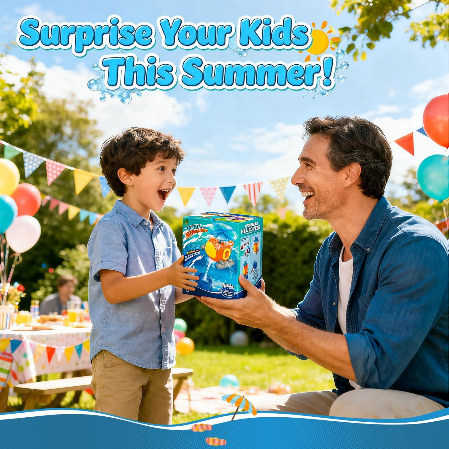 Helicopter Water Sprinkler for Kids Outdoor Play 4-12, Summer Outside Backyard Spinning Splashing Fun Sprinklers Toys-Sprays Up to 4-6ft High, Helicopter Launcher Outdoor Water Fun Toys for Kids