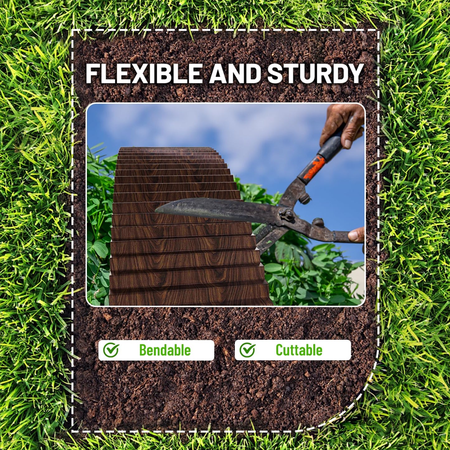 SnugNiture 3 Rolls Corrugated Metal Garden Edging,8" x 20' Landscape Edging Border,Sturdy Metal Lawn Edging for Landscaping, Garden,Flower Bed and Yard(Total 60 Ft)