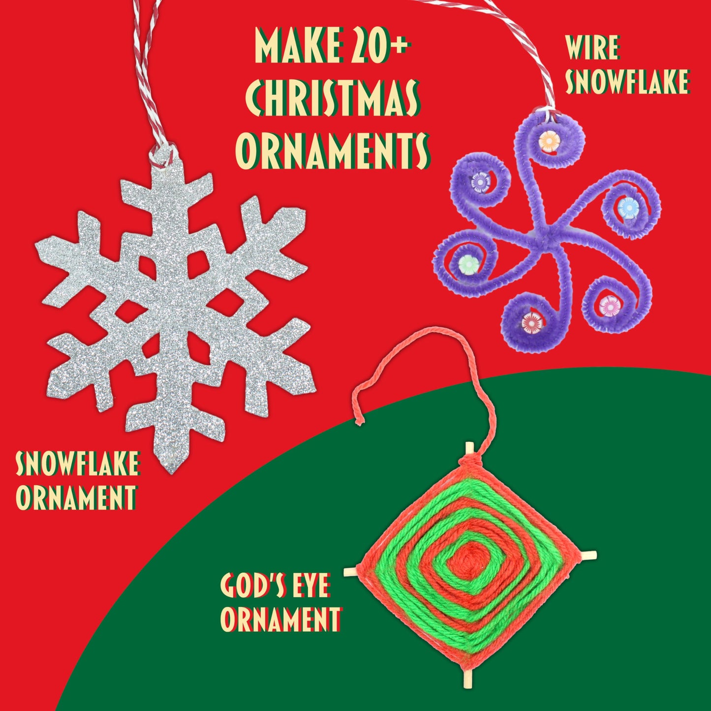 Butterfly EduFields Santa’s Craft Christmas Activity Kit | Holiday Arts & Crafts Set for Kids Ages 4 5 6 7 8 | Make 20+Ornaments with Wood Painting, Bead Crafts & Gem Art | Christmas Decoration Kit