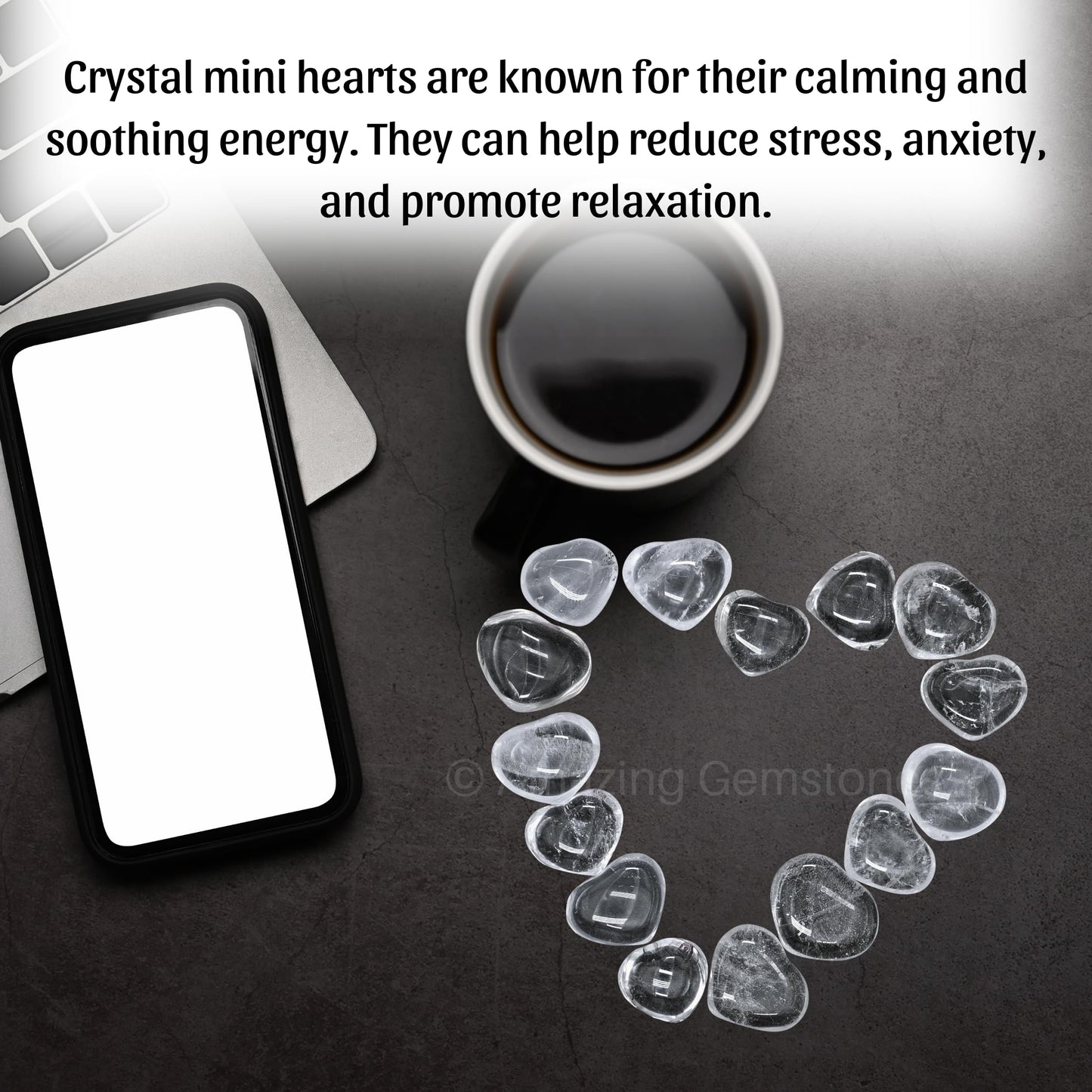 Amazing Gemstone Clear Quartz Stone Heart - Pack of 10 Crystal Heart Stones Rocks - Corazones De Piedra Crystals and Healing Stones Heart Shaped Crystal - Stocking Stuffers Gifts