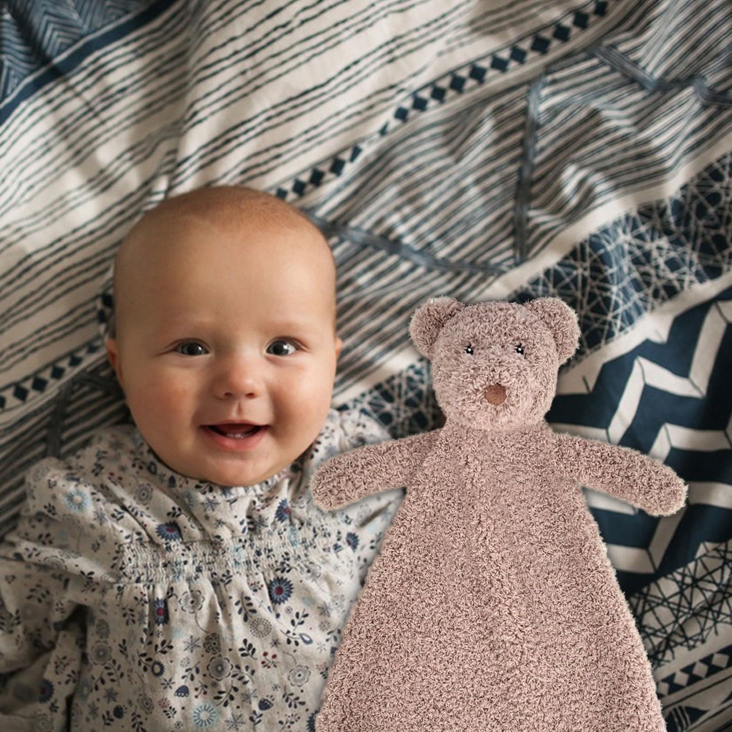 Doindute Baby Brown Teddy Bear Stuffed Animal Security Blanket, Soft Plush Bear Character Lovey Blanket, Baby Shower/Nursery Gift, Newborn Infant Toddler Snuggle Blankie for Boys Girls, 16 Inches
