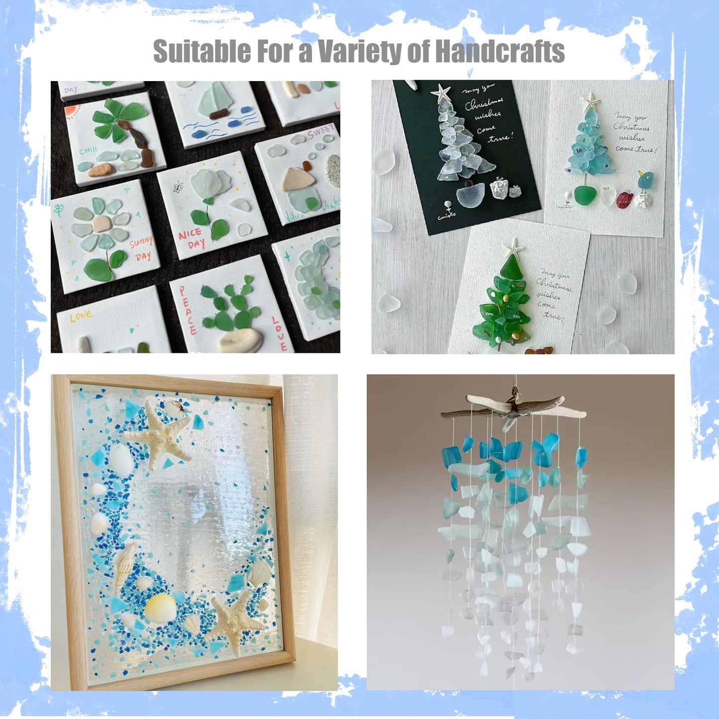 WECKLOM Christmas Tree DIY Kit Sea Glass Pieces for DIY Crafts Christmas Craft DIY Christmas Tree Lights Lamp Christmas Ornament Crafts