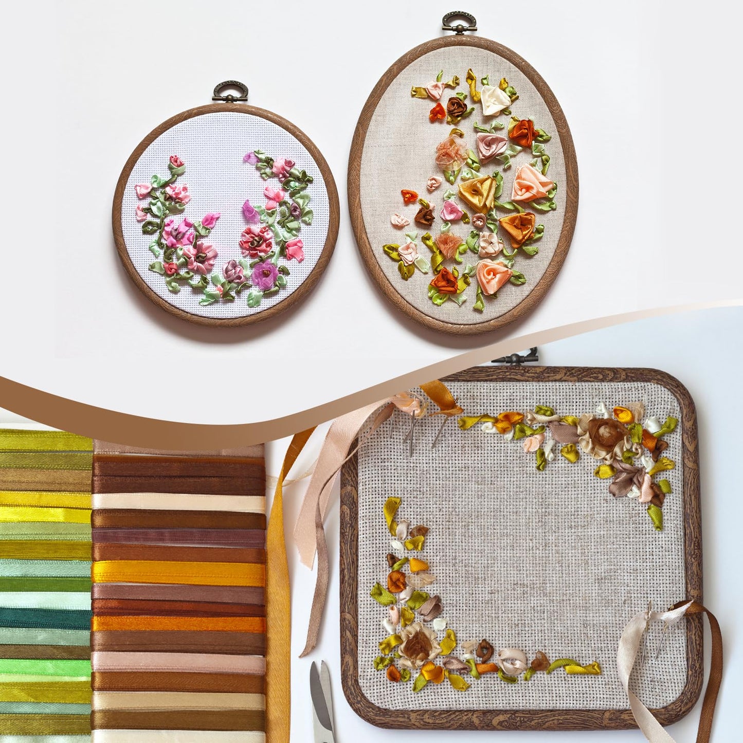 PATIKIL 5inch Embroidery Hoops, 10Pieces Imitated Wood Circle Frame Cross Stitch Hoop Ring for Embroidery Art Craft Sewing Ornaments Hanging Decoration