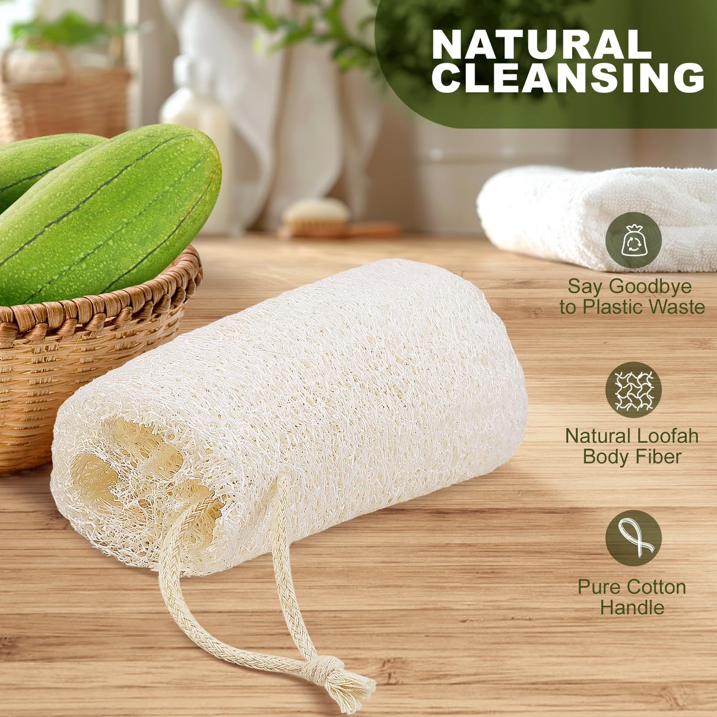 Createjoya 7 Pack Natural Loofah Body Scrubber Sponge, 5 Inches Organic Luffa for Exfoliating & Smooth Skin Cleansing, Ideal for Men & Women, Spa & Shower Use