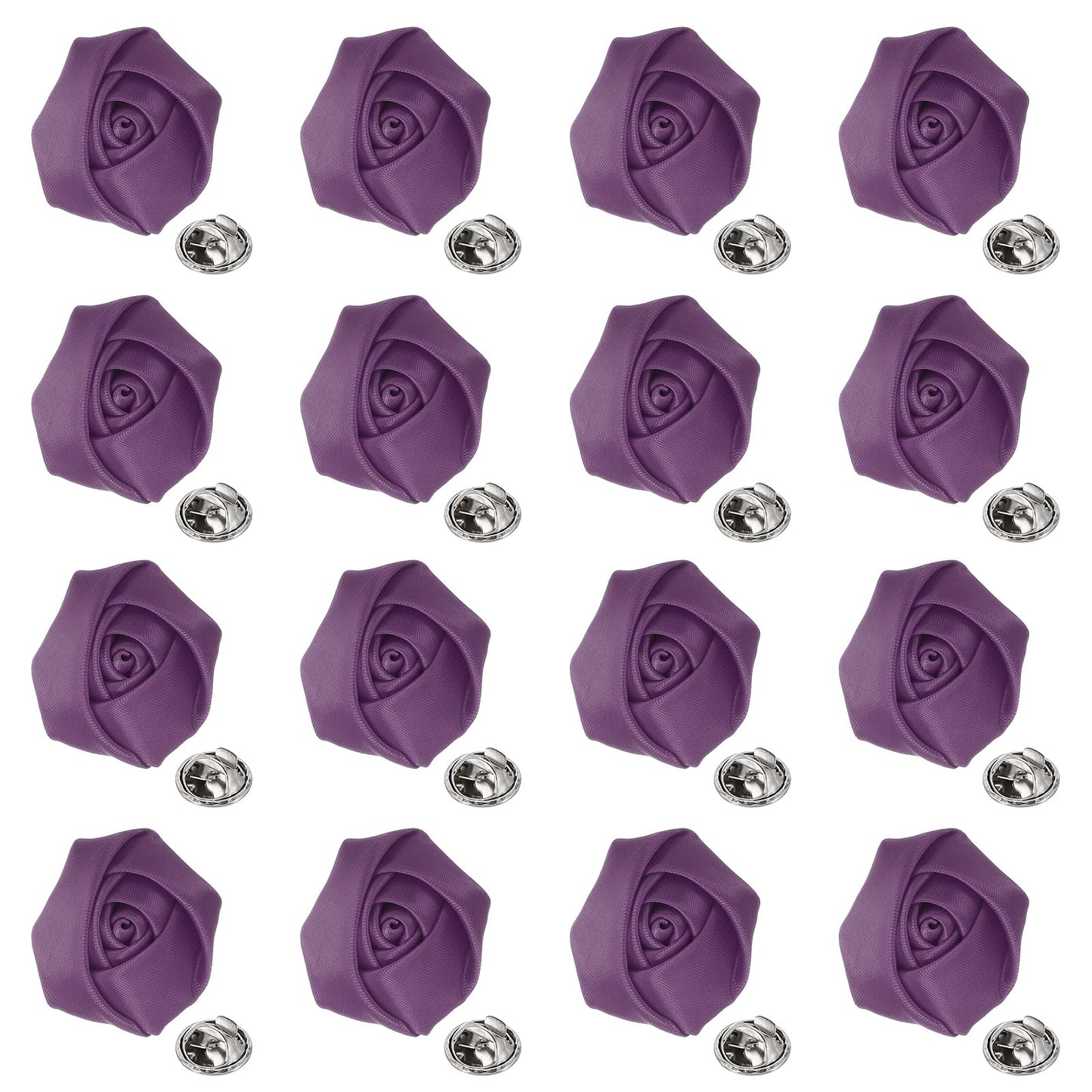 uxcell Lapel Flowers for Men Suits, Lapel Pin for Men Satin Rose Artificial Fabric Flowers Brooch Boutonnieres for Wedding Party Prom Ceremony